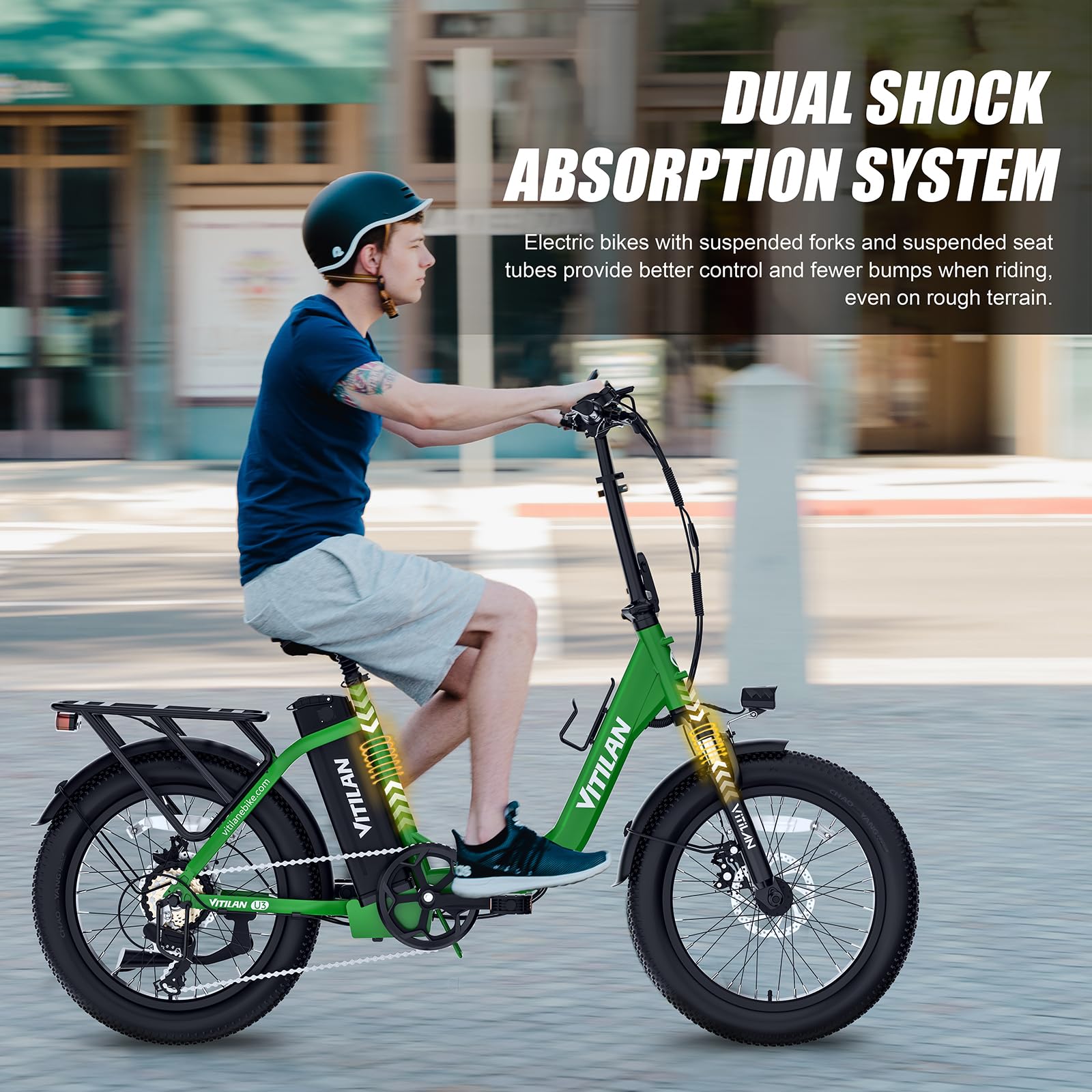 U3 Bici Elettrica Pieghevole Adulti, Bicicletta Elettrica con 48V 13Ah Batteria, 20"*3,0" Fat Tire Ebike, 7 Velocità, Autonomia 40-120 km, Adatto per Gli Spostamenti Urbani Quotidiani