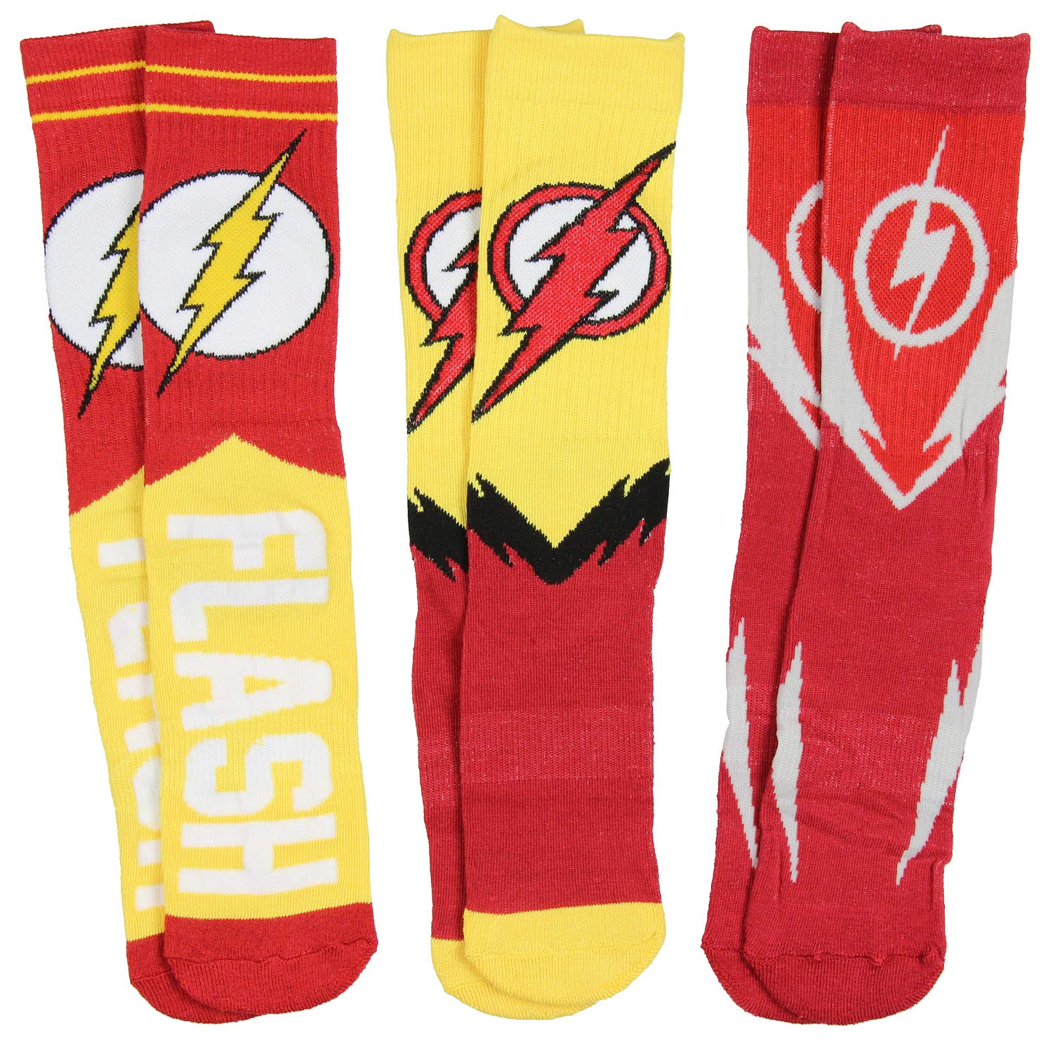 DC Comics - Calcetines deportivos con logo de superhéroe The Flash, 3 pares, para hombre