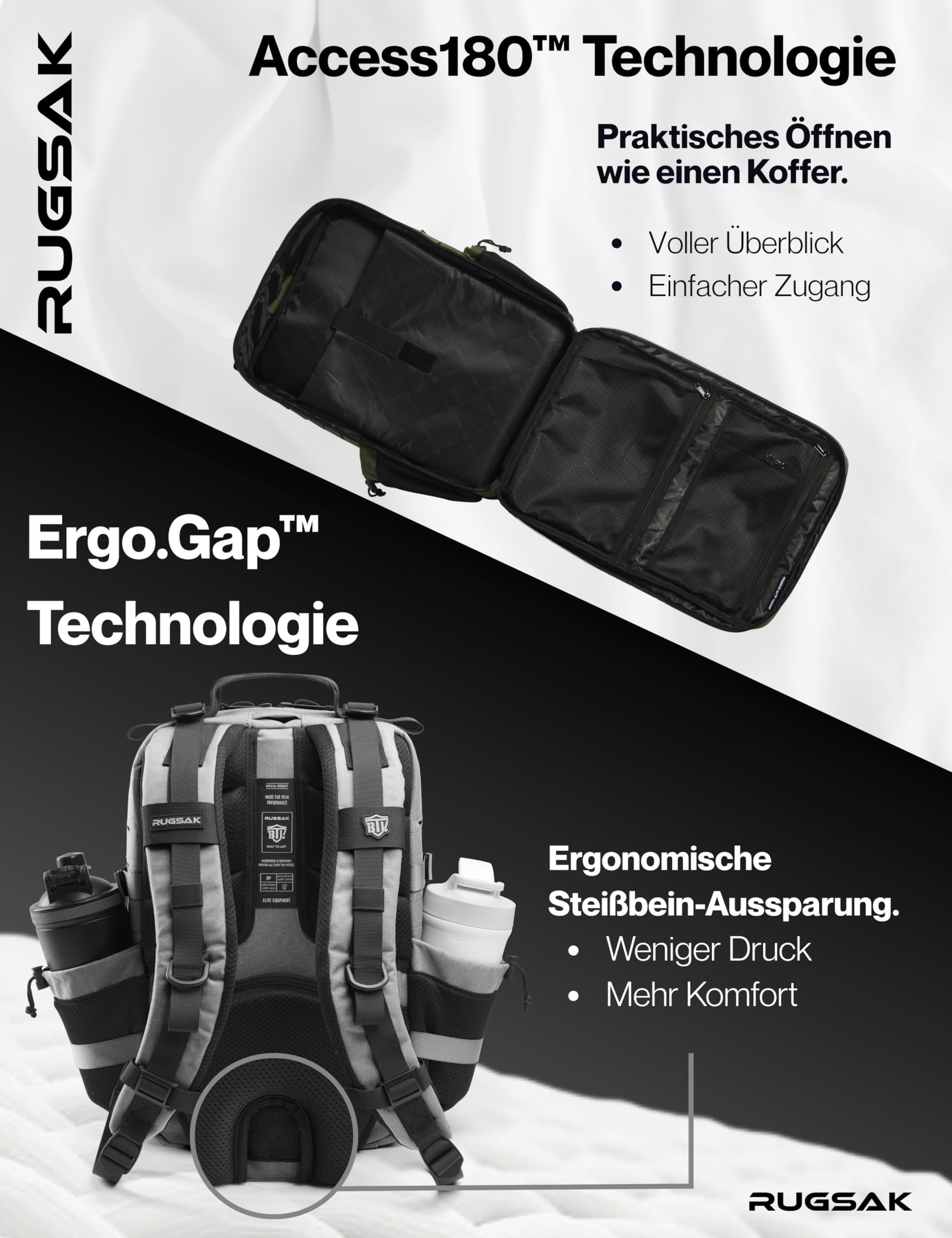 RUGSAK ALPHA Go | Taktischer Rucksack [15-25L] Wasserdicht & EXTREM Robust | Militär Survival Backpack | für Outdoor Arbeit Wandern Camping und Gym | Molle Reiserucksack Herren & Damen