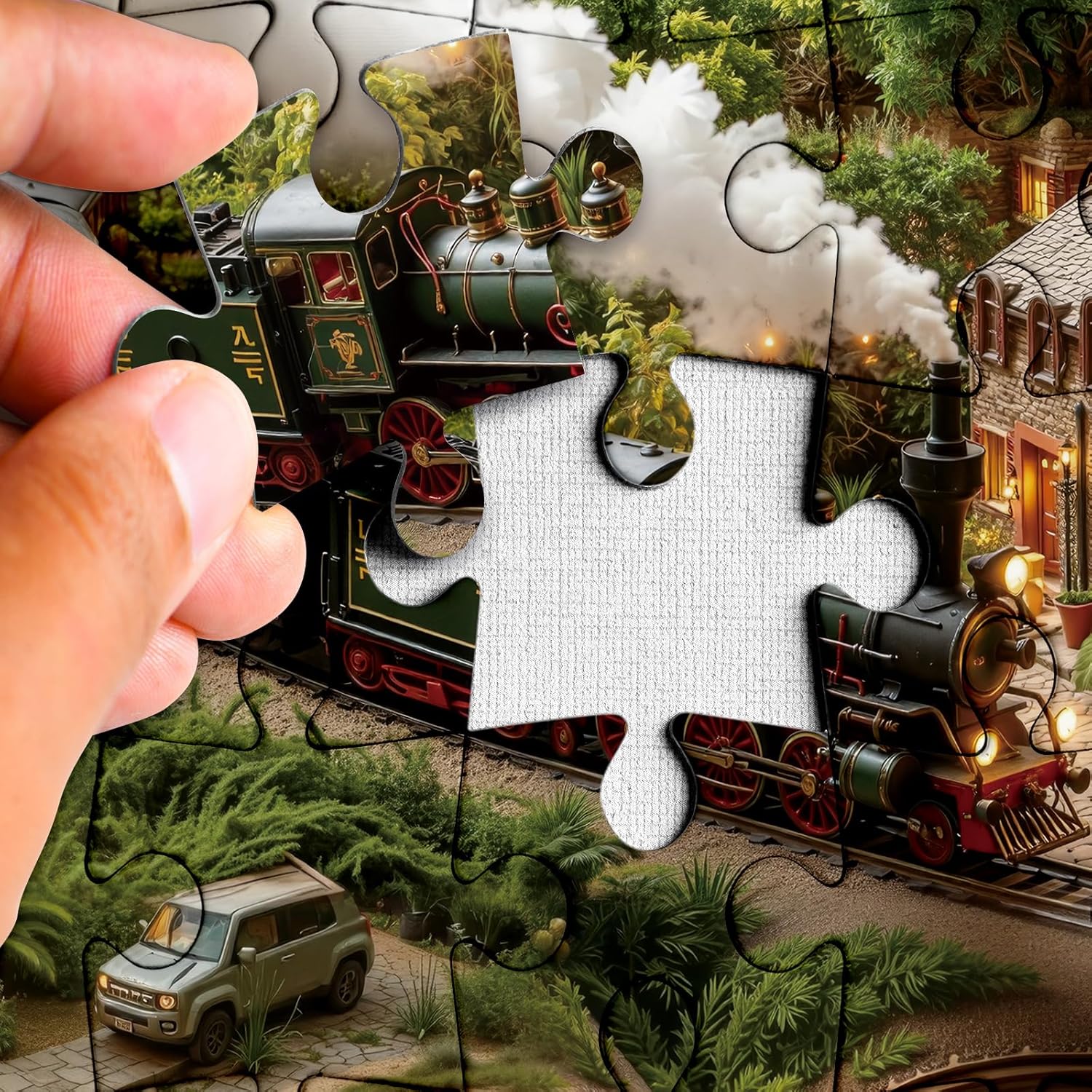 Magic Train Books Puzzles for Adults 1000 Pieces, Vintage Forest House Jigsaw Puzzle, Challenging Landscape Art Puzzles