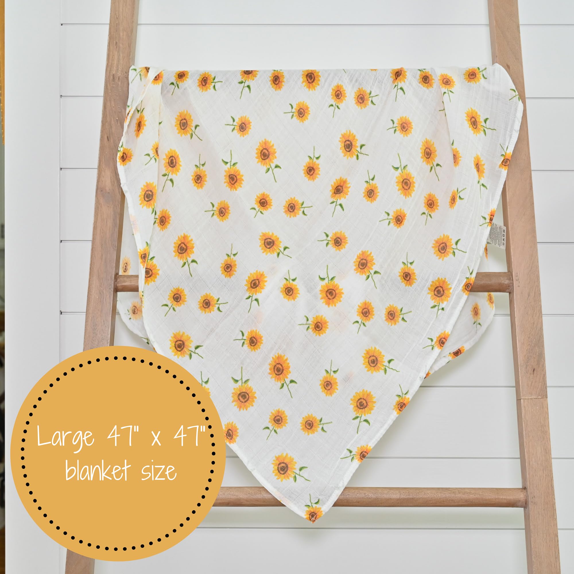 LollyBanks Muślinowy koc do przewijania | 100% bawełna | koc dla noworodka i niemowląt | duży 120 x 119 cm dla dziewcząt | lekki i oddychający |