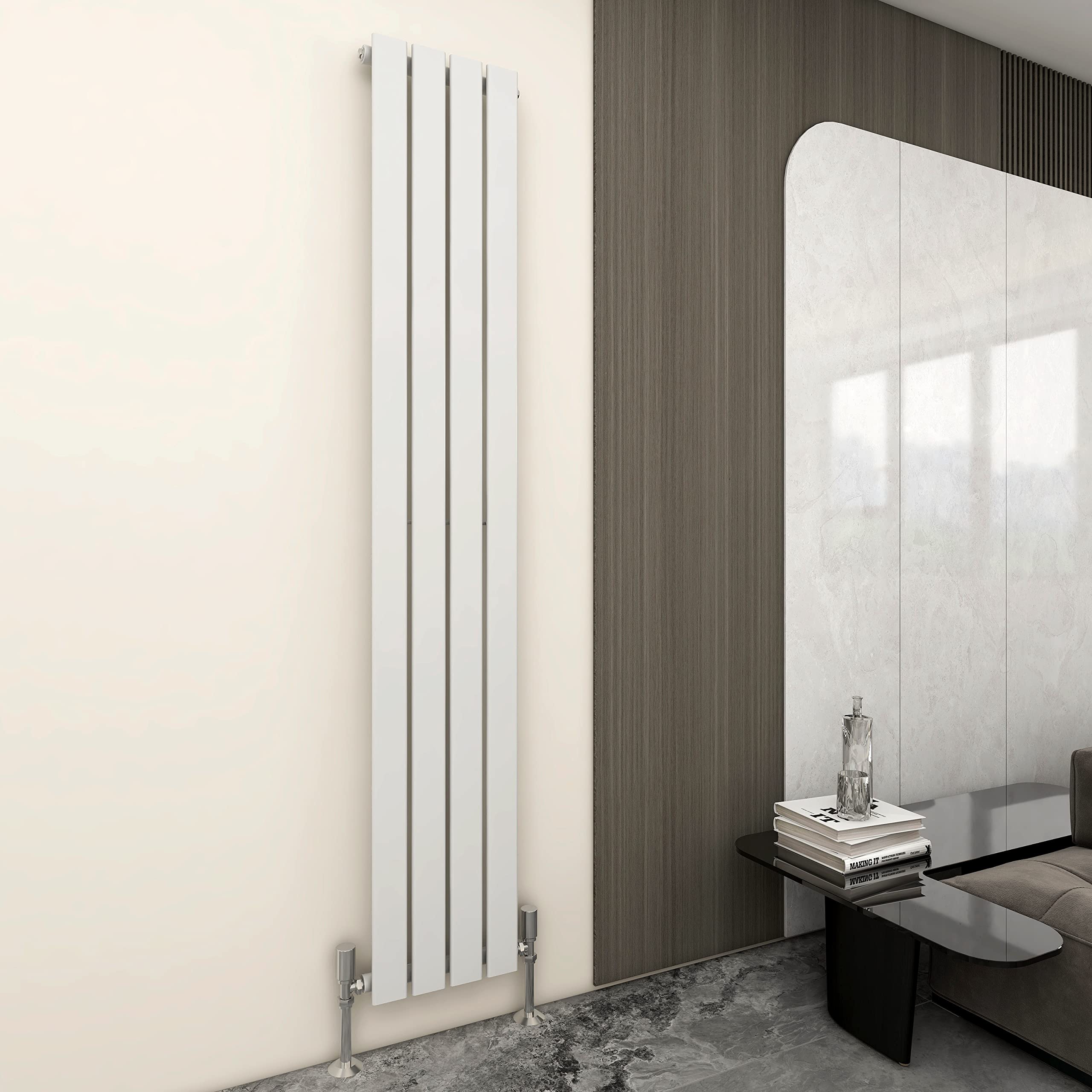 Mcc Direct White Radiator Horizontal Vertical Designer Flat Panel Central Heating Radiator 1800Mm Height (1800X272mm Single, )