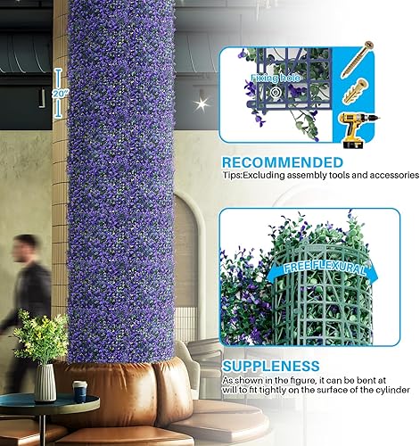 Miniatura 6 de Panel de madera de boj artificial para patio, 20 x 20 pulgadas, pantalla para cerco, decorativo para privacidad, pared verde, 1 a 30 unidades.