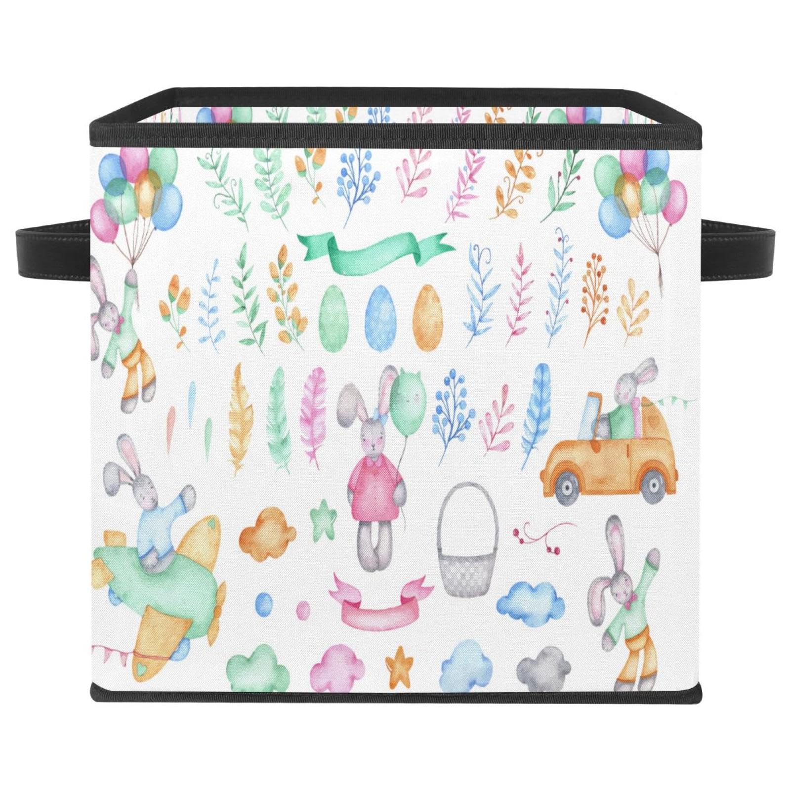 Boîte de rangement pliable lapin de Pâques cube en tissu 30cm