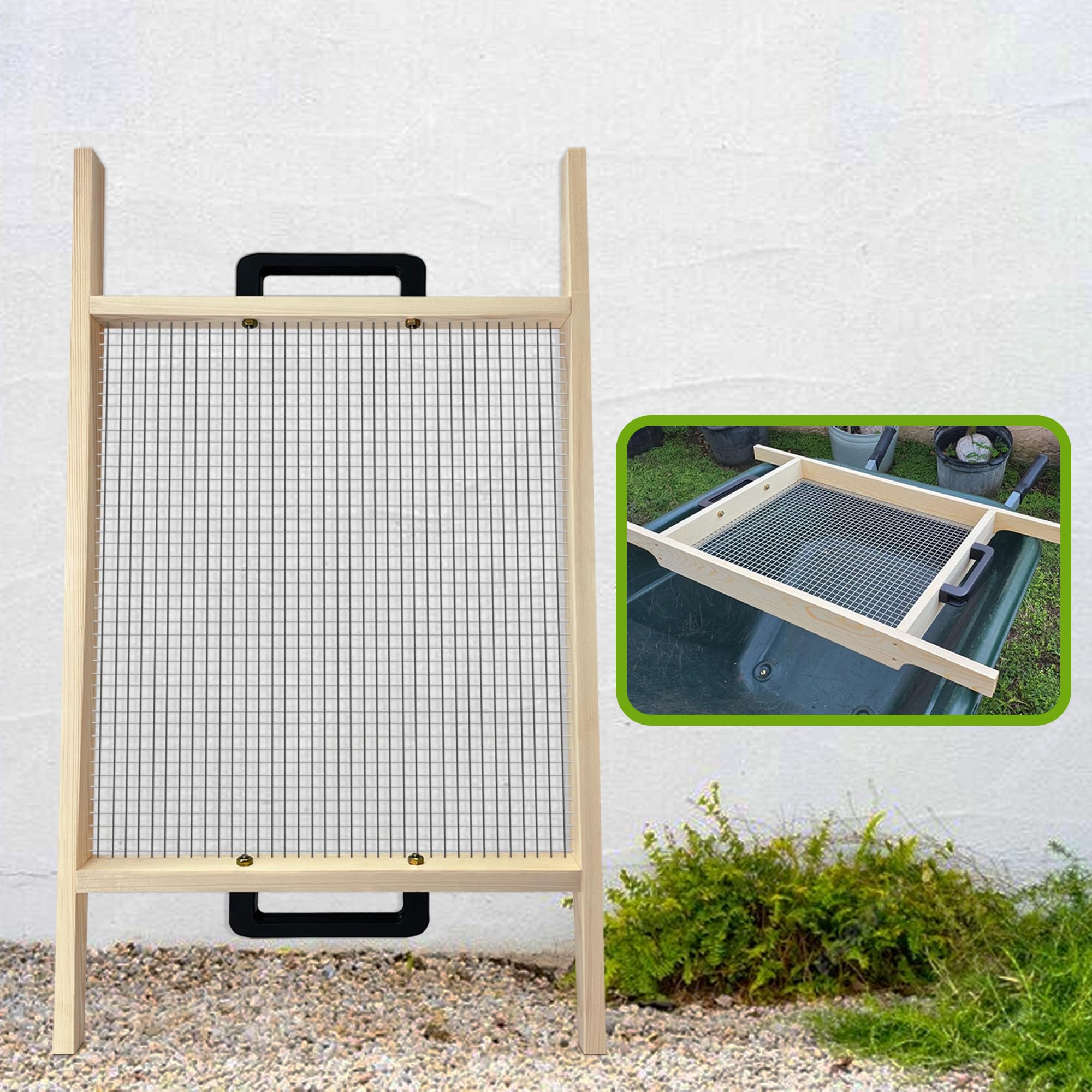 Soil Sifter Large, Garden Rock Sifter, Garden Sifter for Sifting Soil, Worm, Leaves, Loam…