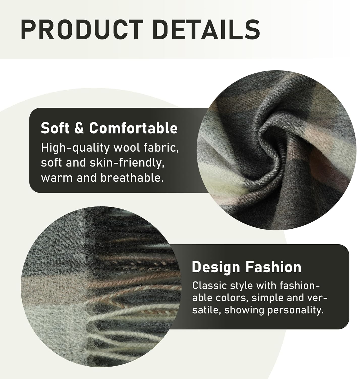 Cold Weather Wool Scarves, Lightweight Natural Pure Wool Winter Scarf For Women, 70.8" X 11.8",A Warm Winter Gift - Image 5