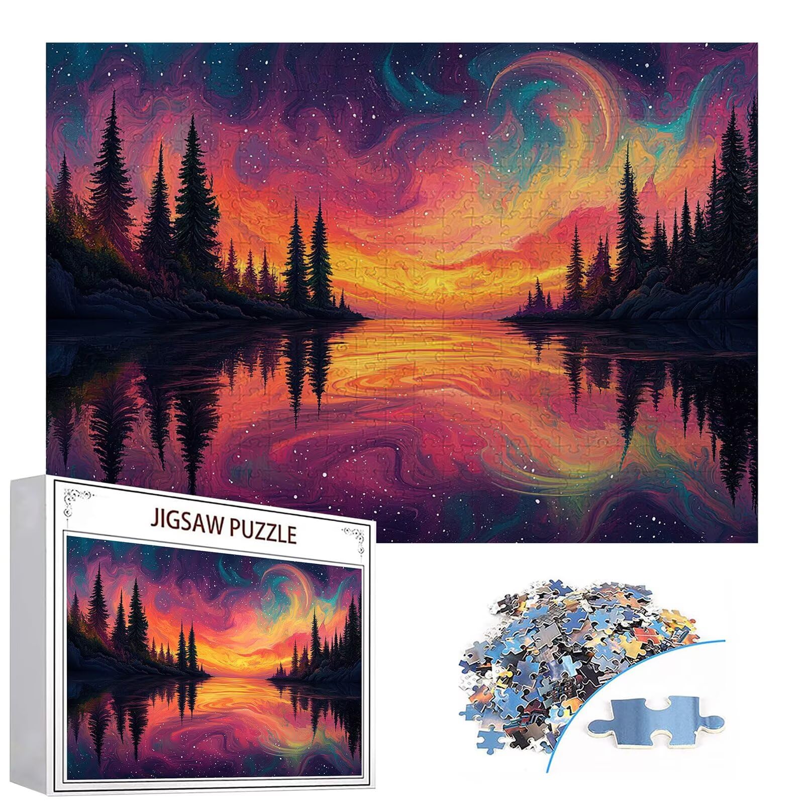 Puzzle 3000 elementów leśnych puzzle dla dorosłych jezioro 122 x 81 cm Unikalne rzemiosło klasyczne 3D drewniana układanka do rodzinnych gier aktywnych, układanka do samodzielnego wykonania nawet do