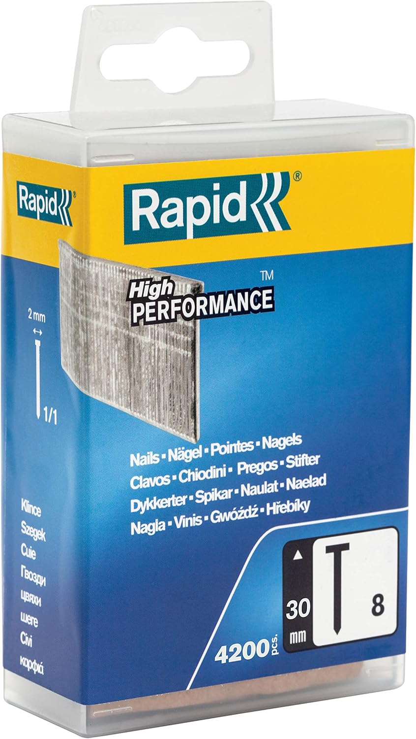 Rapid High Performance No.8 Galvanised Steel Brad Nails, Wire Length: 30 mm, 5000184-4200 Pieces