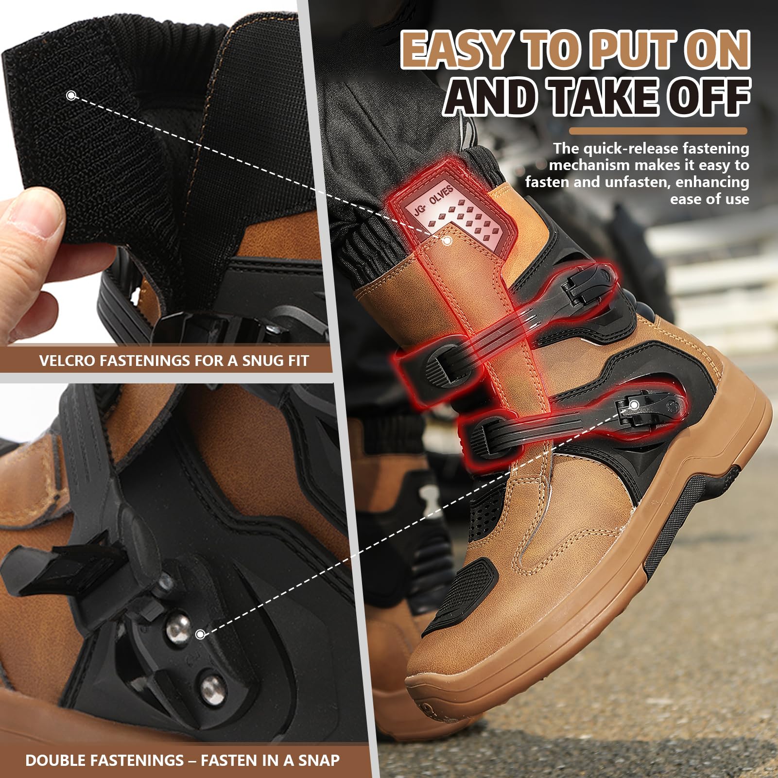 Botas de Moto de Cuero para Hombre, Zapatos de Montar Impermeables