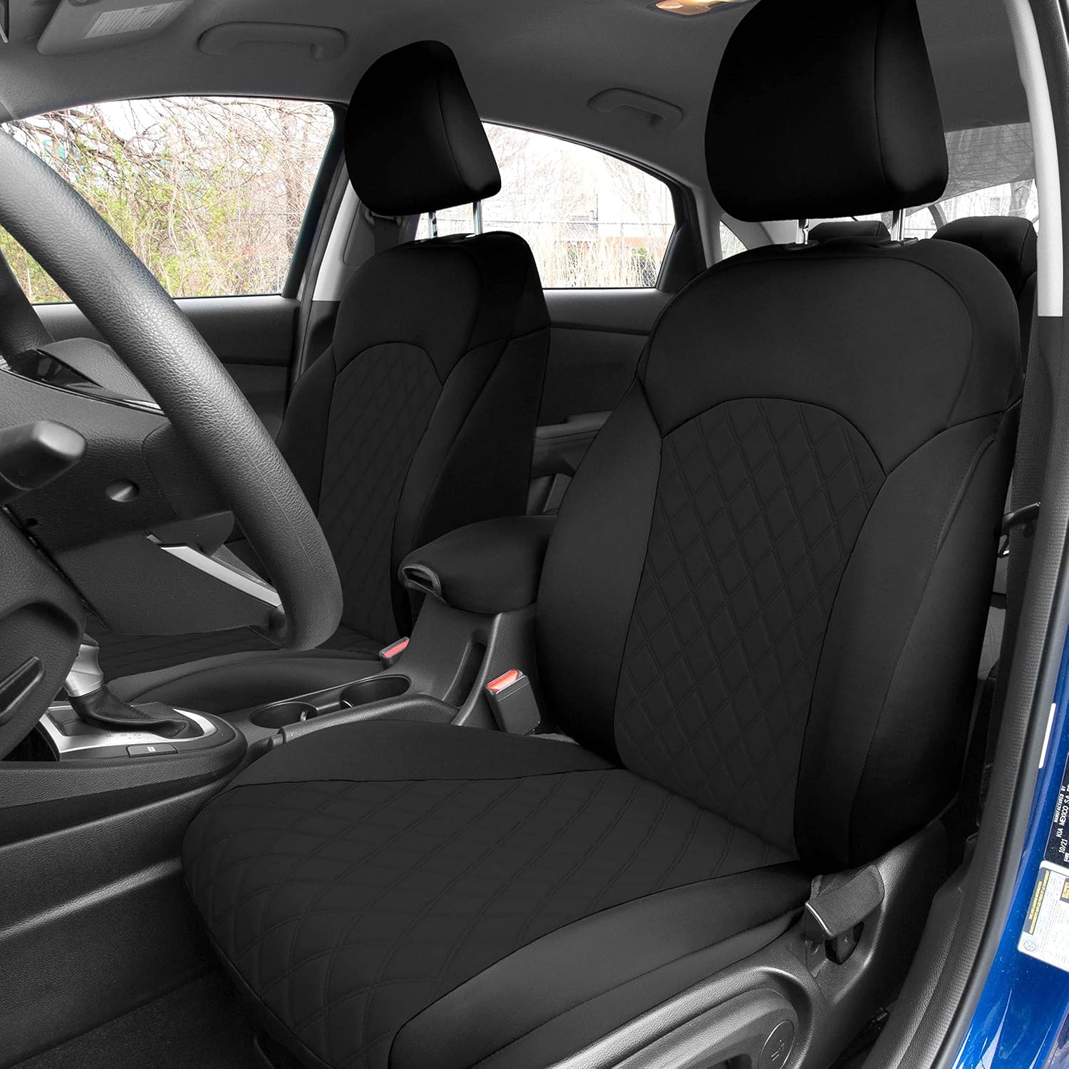FH Group Custom Fit Car Seat Covers Specifically Made for 2019-2024 Kia Forte, Ultraflex Neoprene Water Resistant Automotive Seat Covers - Front Set Black