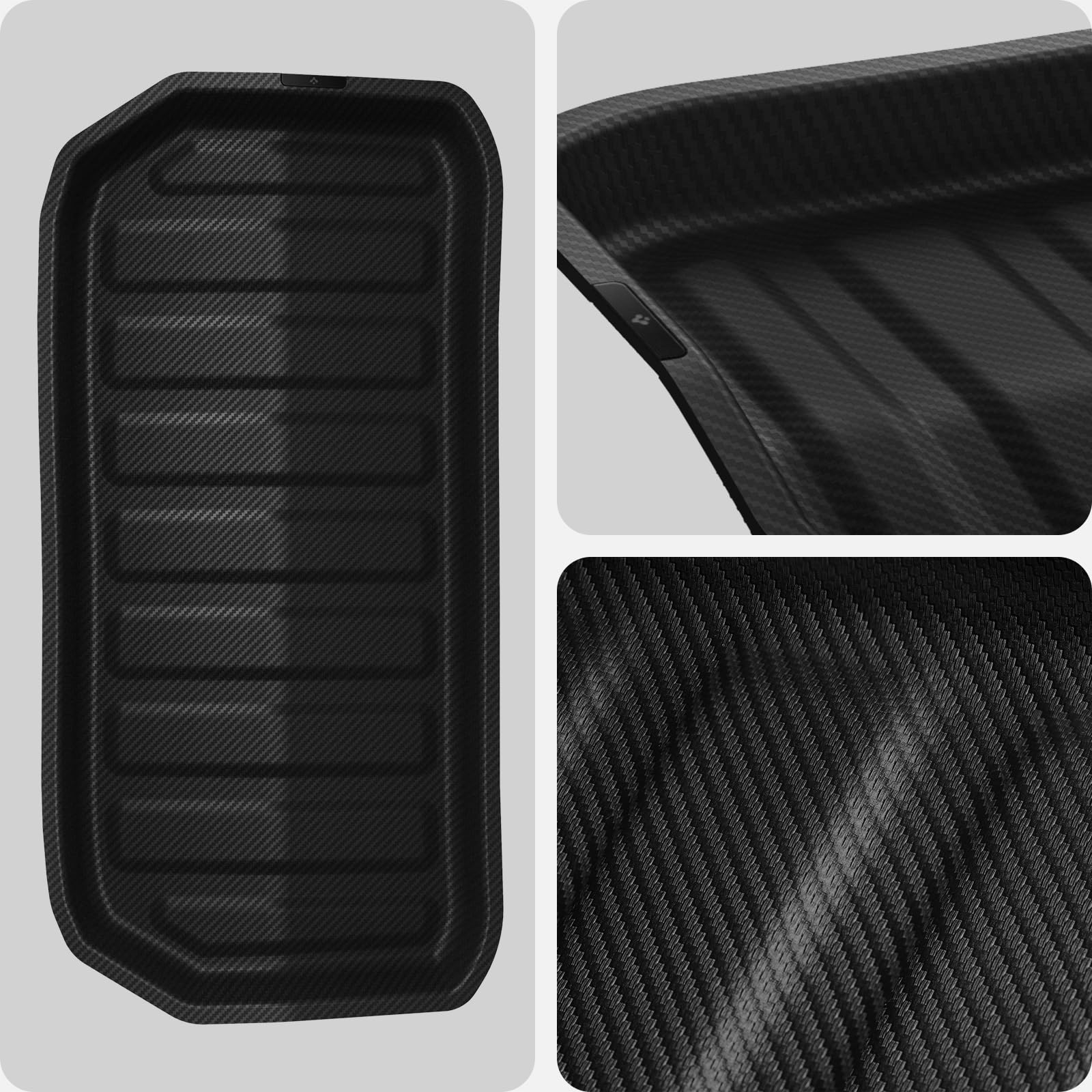 Spigen Tesla Model Y (~2024) Vordere Kofferraummatte, Stoßfestes XPE-Material zum Schutz der Innenfächer, wasserdichte Oberfläche Kofferraumwanne für Tesla Model Y Zubehör - Carbon Edition