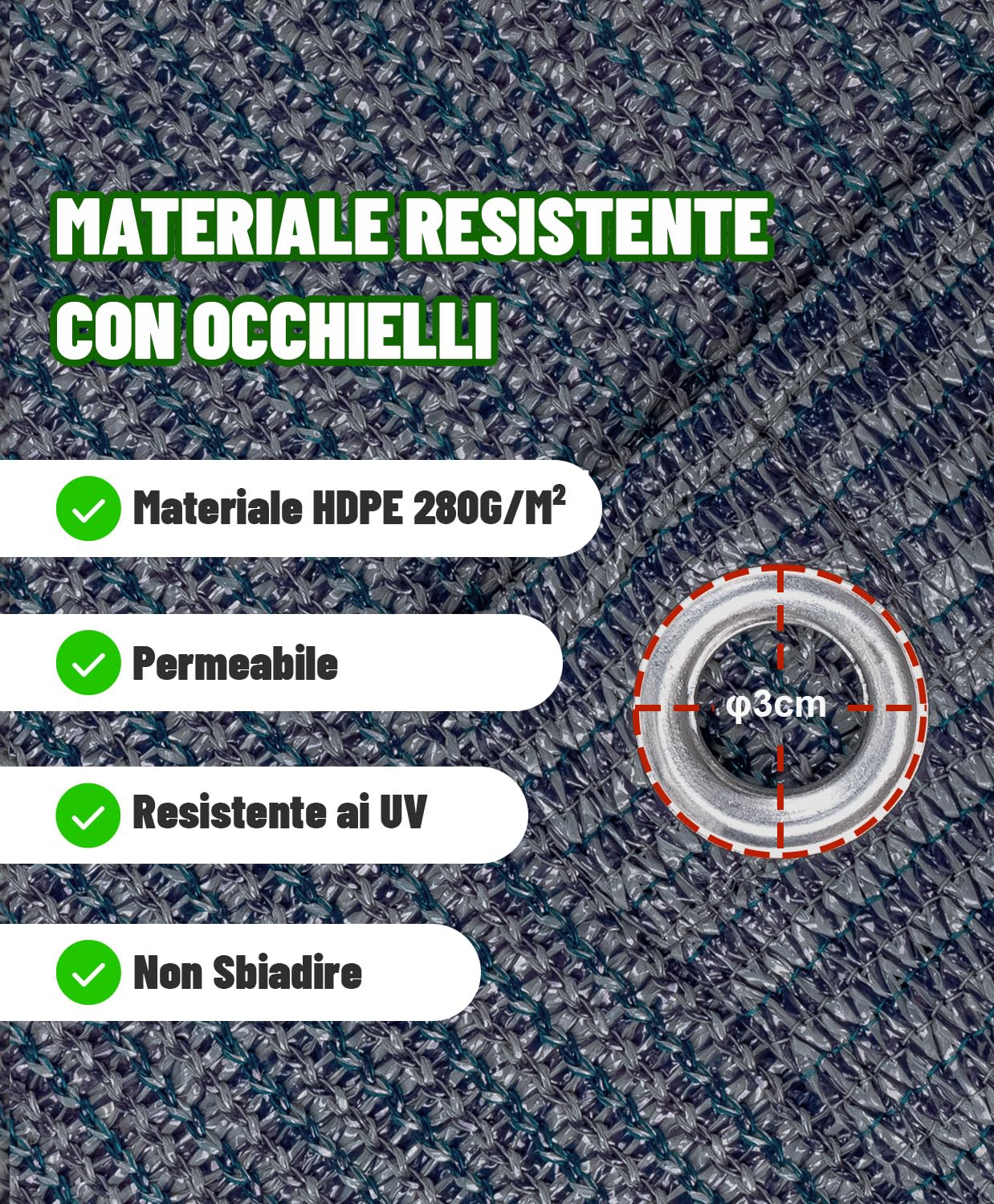 LOVE STORY Stuoia Campeggio, Tappeto da Campeggio in HDPE, Tappeto da Esterno per Picnic Tenda con 4 Picchetti a T, Grigio Blu