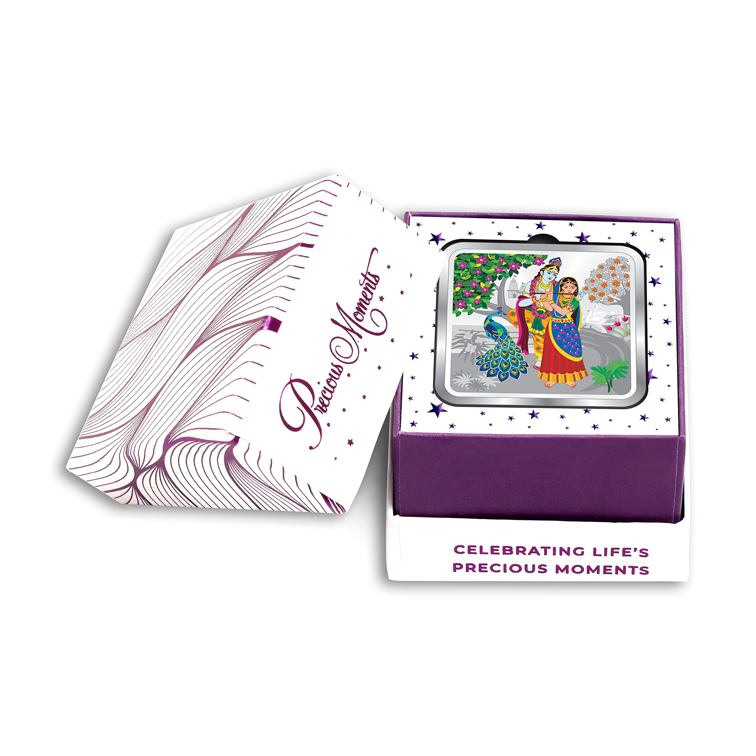 ACPL Bis Hallmarked Radha Krishna Square Silver Coin 10 Gm 999 Purity 1