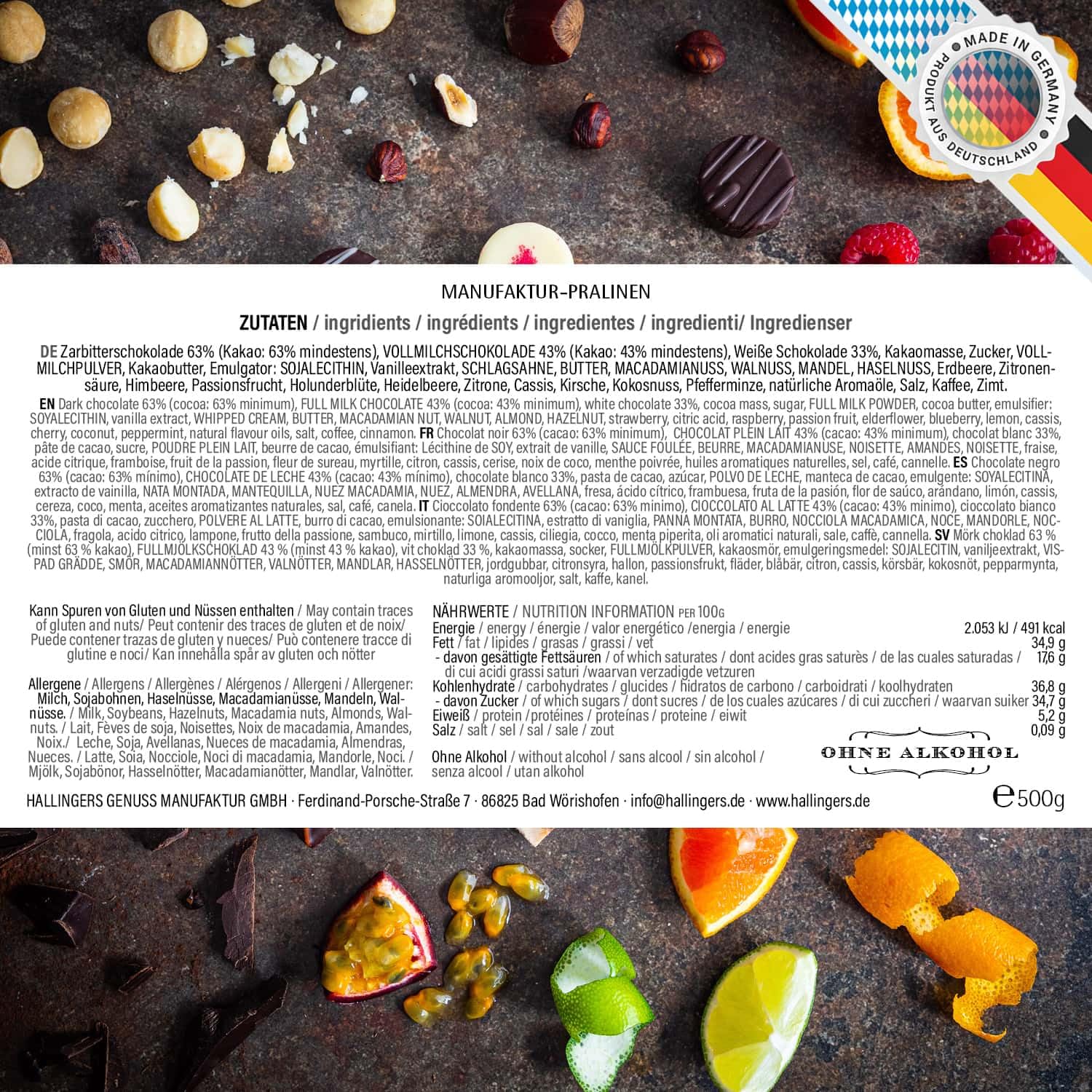 Hallingers Genuss Manufaktur Pralinen Muttertagsgeschenk - ohne Alkohol, handmade aus Edelkakao Doppelpack in wertiger Geschenkdose "Danke Mama & Da...", Geschenkidee für Mama Papa