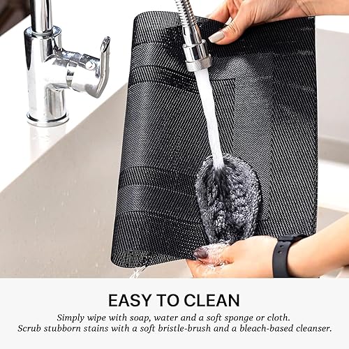 Miniatura 162 de LEXMORE Juego de 6 manteles individuales tejidos de vinilo/plástico para mesa de cocina, interior/exterior, lavables, manteles individuales lavables