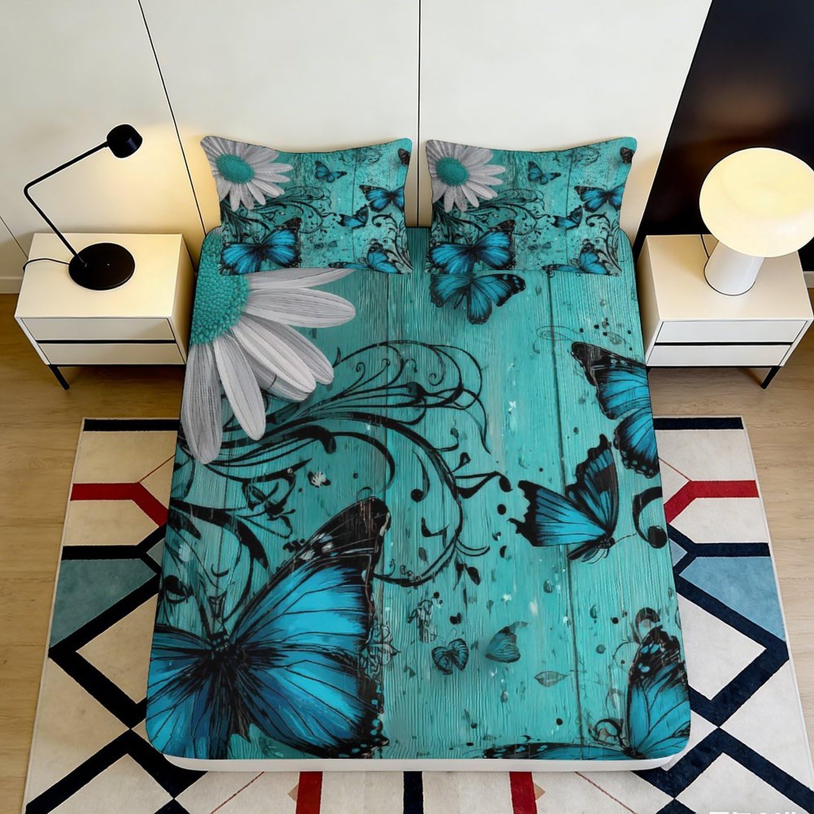 3D Printed Elephant Theme Fitted Sheet Microfiber Deep Pocket Non-Slip Bedroom Bedding Safari Animal Mattress Fitted Cover Washable 140x200x25cm