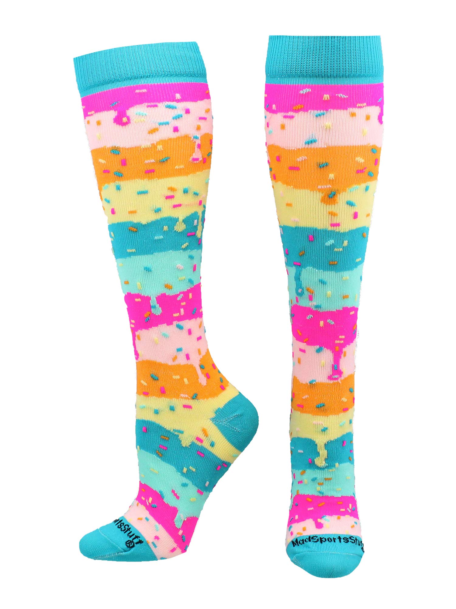 Rainbow Sprinkles Socks for Soccer Softball Girls Boys Women Youth Adult Over the Calf Fun Bright