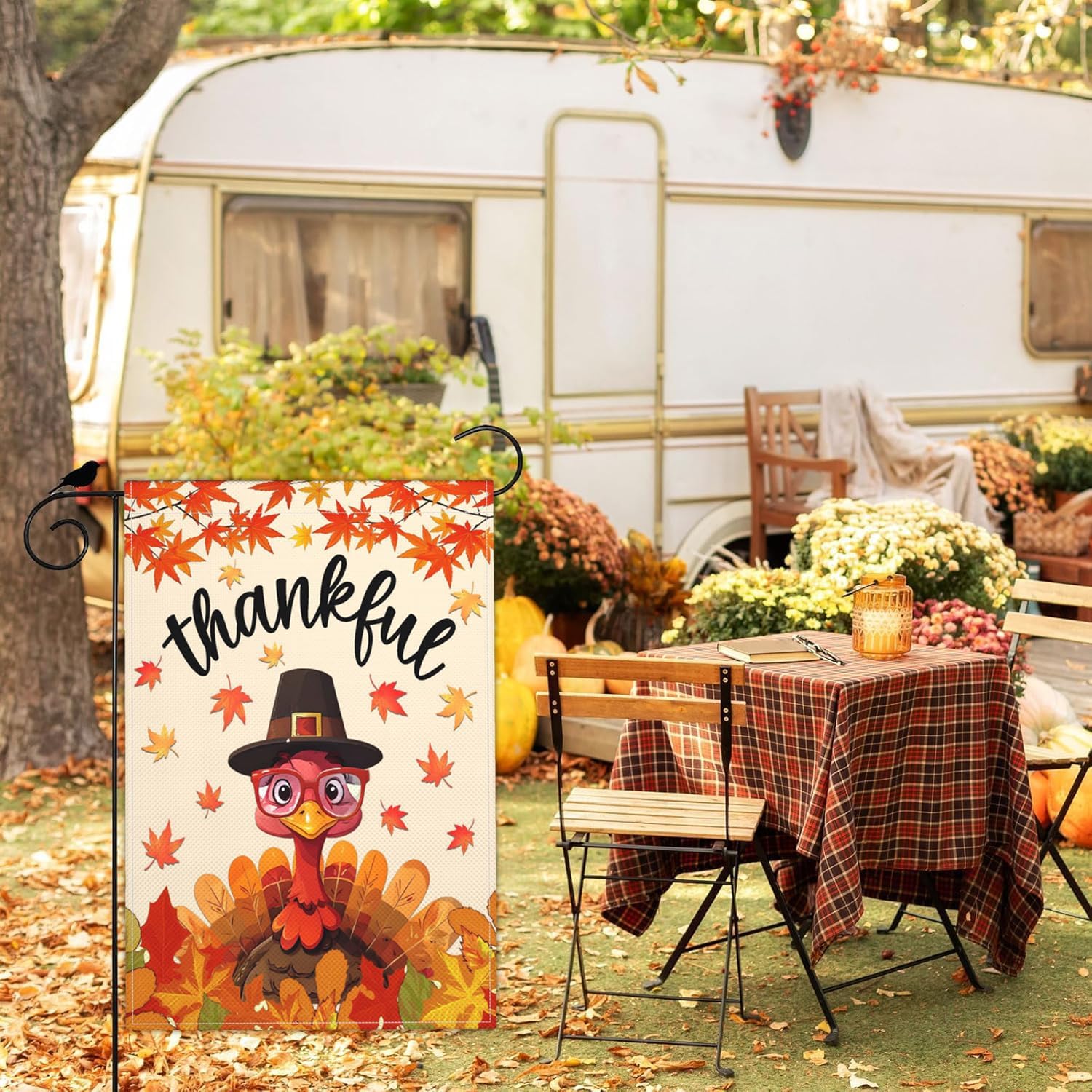 Thanksgiving Garden Flags for Outside 12x18 Inch Double Sided Thankful Yard Sign Garden Flags for Fall Outdoor Turkey Garden Flag Holiday Decorations - Image 7