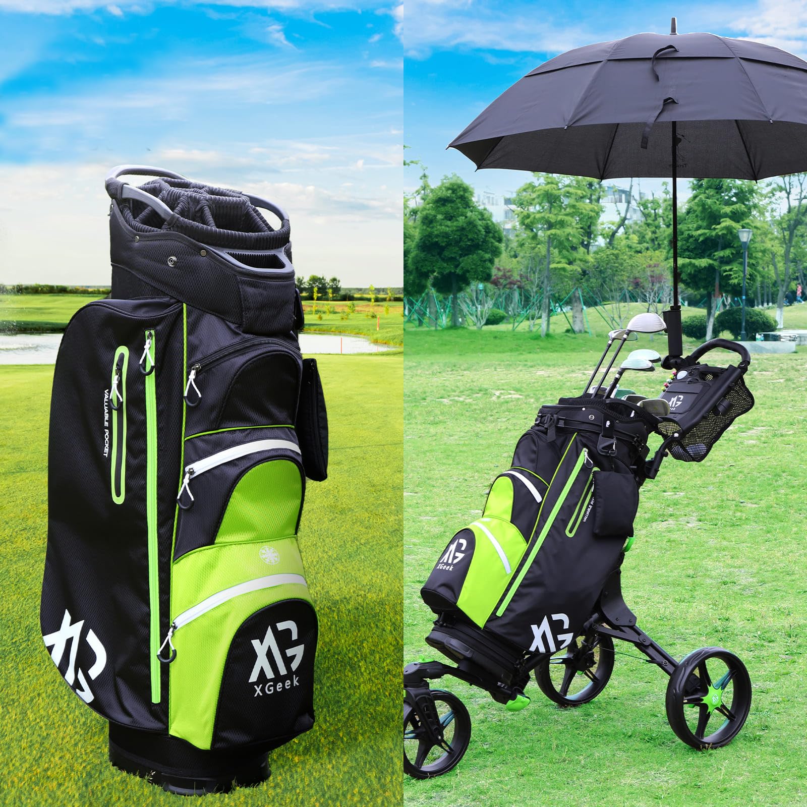 Golfbag,Golf cart Bag mit 15-facher Unterteilung für Herren und Damen,Premium Golf Bag mit Regenhülle, Kühler und Golfzubehör Kit