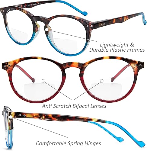 Miniatura 2 de Yogo Vision Bifocal Reading Glasses 2 Pack Plastic Keyhole Spring Hinge Frames Bifocal Readers for Men and Women