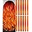 Olldag 12 PCS Orange Hair Extensions Clip in, 22 Inch Colored Party Synthetic Neon Highlights Extensions, Rainbow Hair Accessories for Girls Women Kids Hair Pieces (Orange)