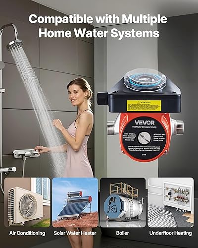 Miniatura 4 de VEVOR Bomba de recirculación de agua caliente, con temporizador, kit de bomba de recirculación instantánea de 10 GPM, sistema de circulación de