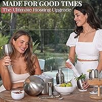 Vista 7 de Gusto Nostro Juego de utensilios para preparar cócteles para bármanes con cubitera de acero inoxidable - Juego completo de herramientas de mixología