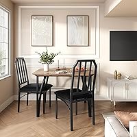 Vista 10 de GAOMON Juego de mesa de comedor para 4, mesa de cocina rectangular y sillas tapizadas para 4, juego de mesa de comedor de 5 piezas con diseño