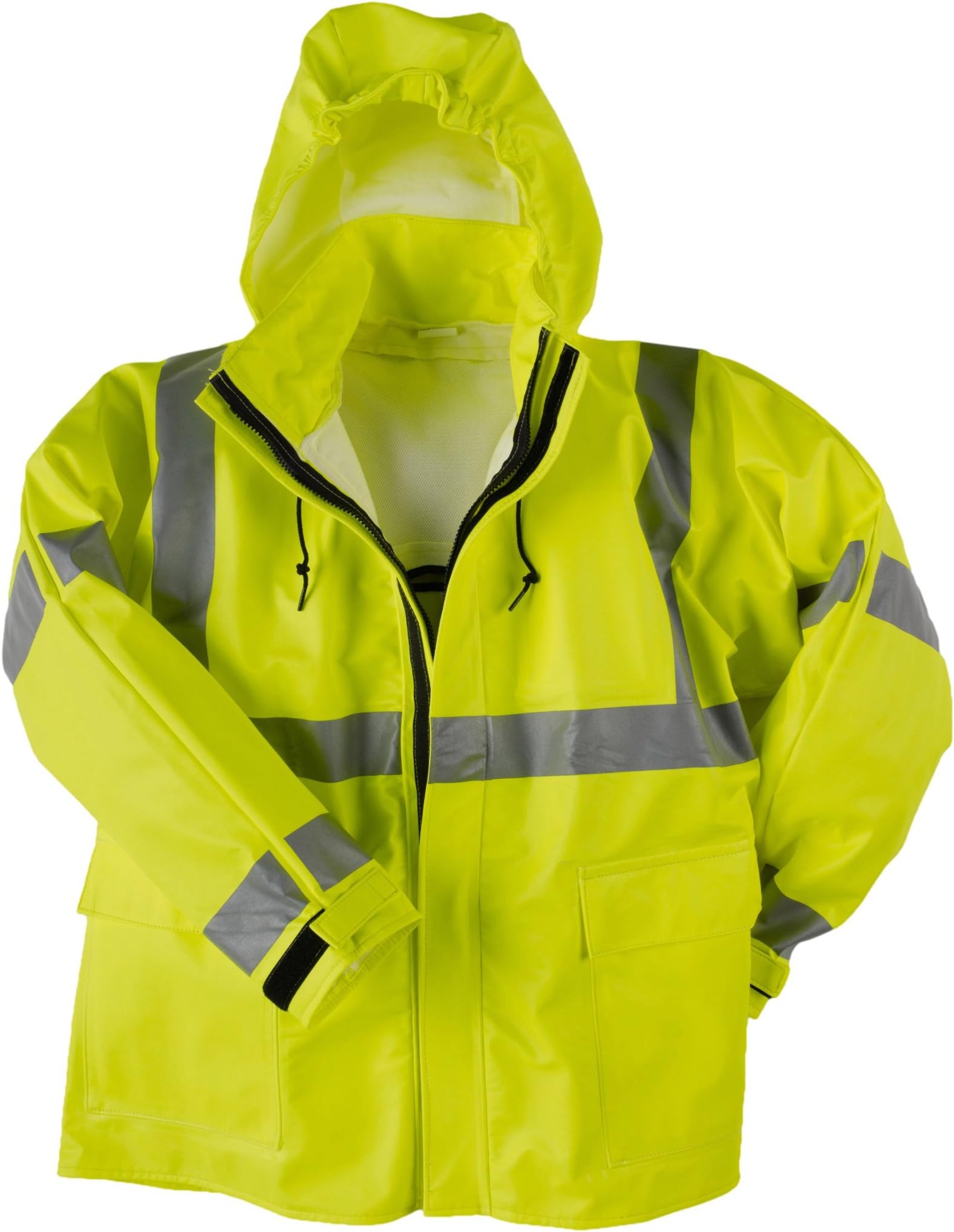 Neese 217AJ Polyurethane/FR Cotton Flex Arc Series ANSI Class 3 Jacket with Tuck-Away Hood, 2X-Large, Fluorescent Yellow