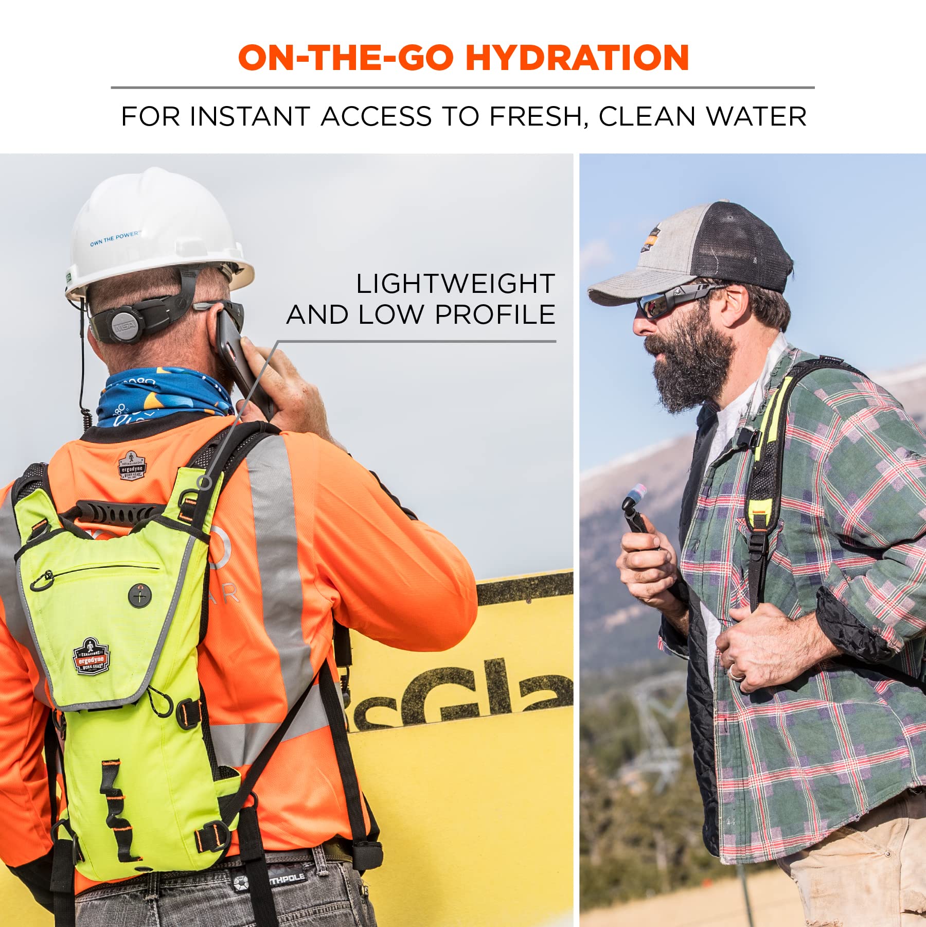 Ergodyne Chill-Its 5156 Hydration Backpack with Storage, Low Profile Pack, High Visibility Reflective, 3 Liter Bladder, Breakaway Shoulder Straps,Lime