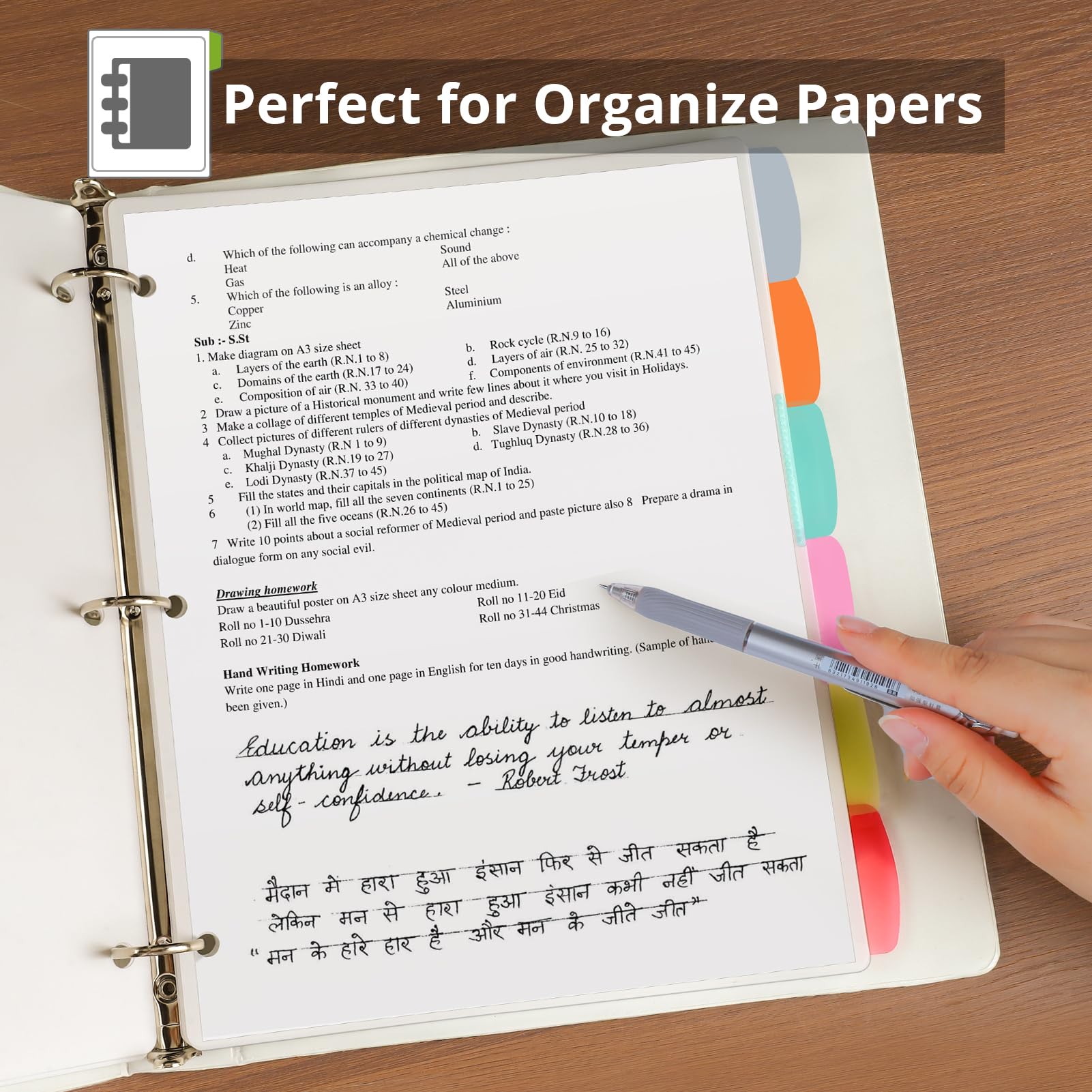 Amazon | タブ付きバインダーディバイダー、3リングバインダー用