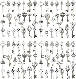 WOCRAFT 120pcs Antique Silver Small Key Charm for Jewelry Making Alloy Mixed Skeleton Keys Charms for DIY Crafts (SN026)