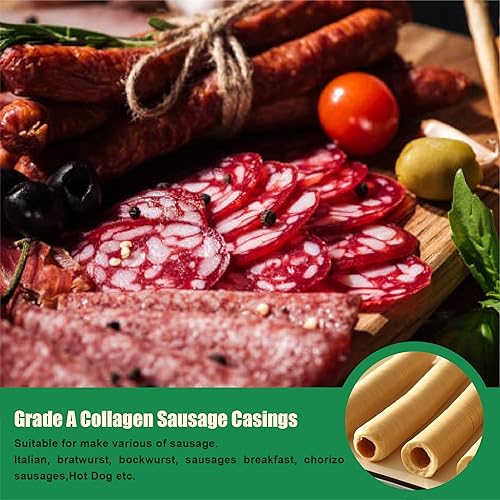 Miniatura 6 de FAIRSKY Carcasa de salchicha de secado comestible para salchichas de colágeno para salchichas caseras sabrosas 14m46ft, diámetro 1.102 in 1 18