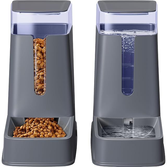 2 Paquetes de Comedero y Bebedero Automático para Gatos, Dispensador de Comida y Agua para Perros Pequeños