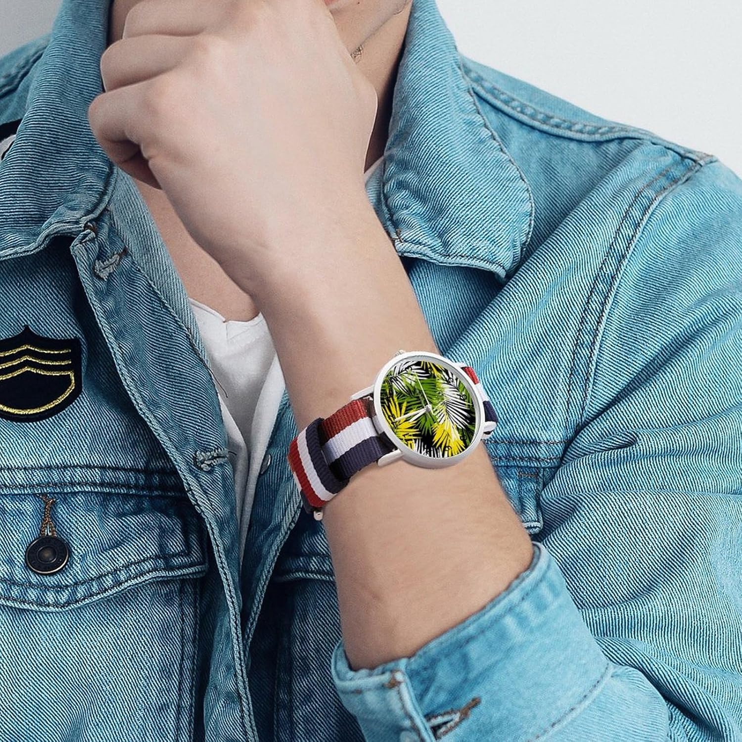 Jamaican Palm Leaves Funny Wrist Watches for Men Women Fashion Graphic Watch for Work Workout