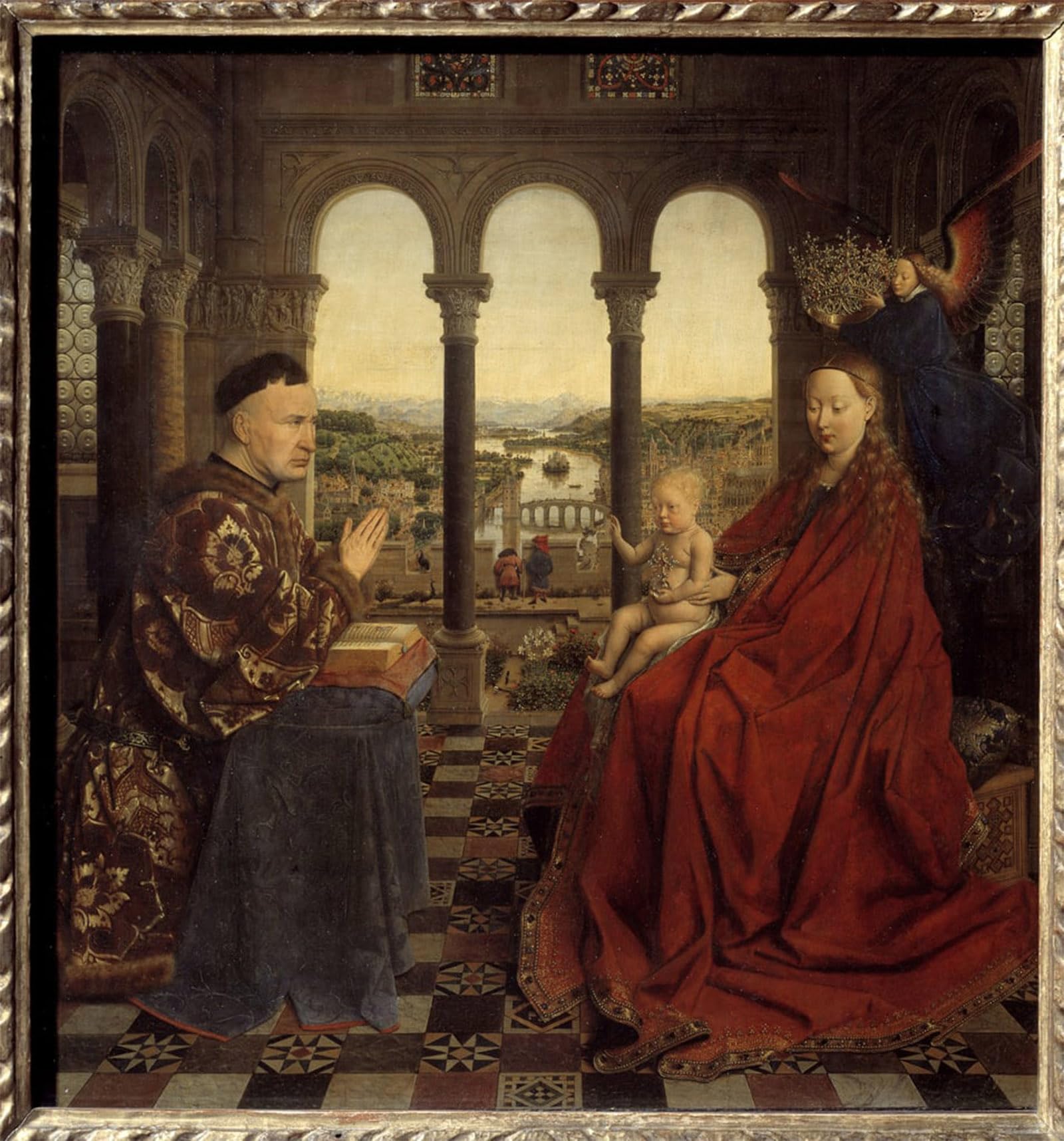 SERENDIPITP Vintage Picture Print on Canvas Wall Art Poster the Virgin of Chancellor Rolin Nicolas Rolin Was Chancellor by Jan Van Eyck Artwork Print Poster for Wall Decor 60x90cm