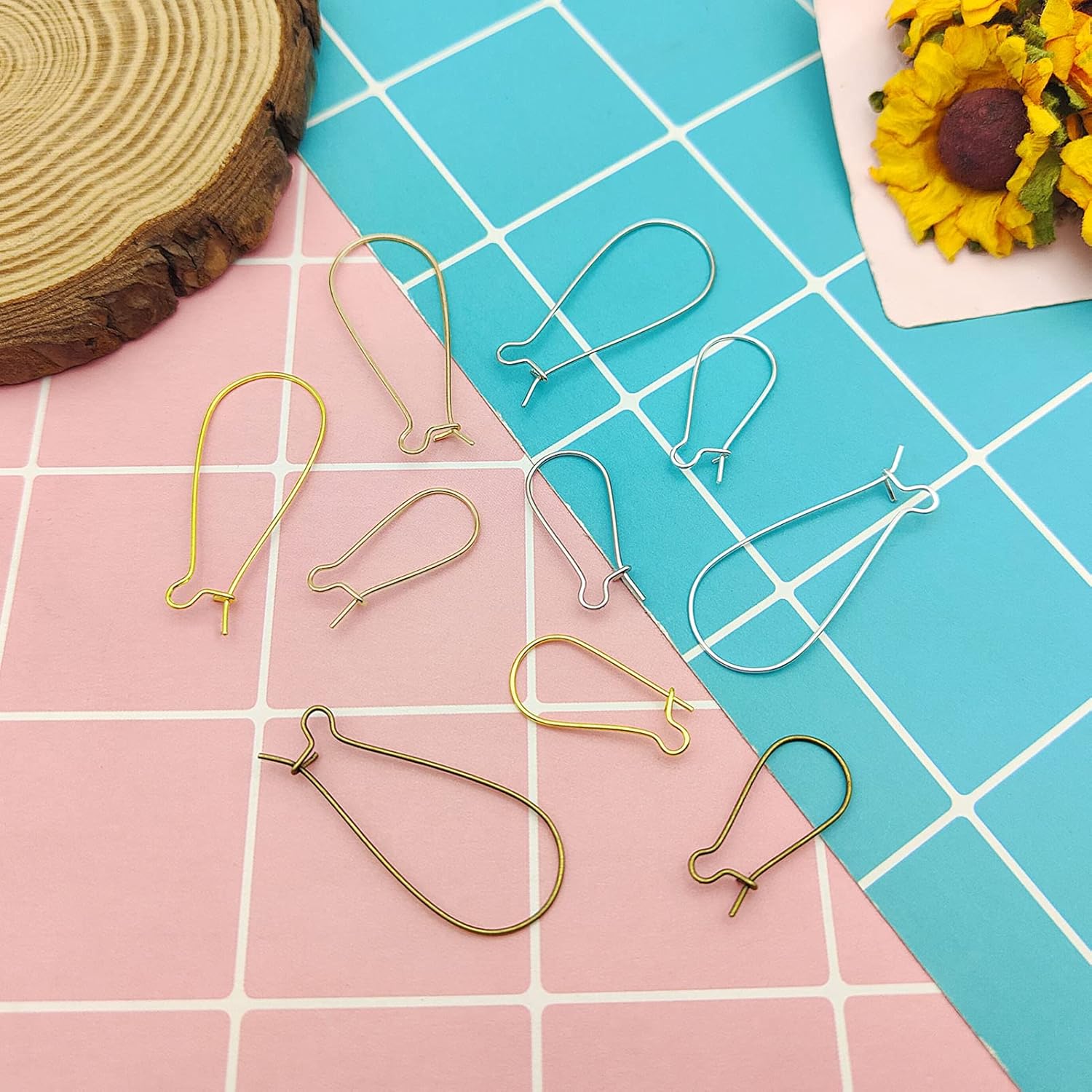 300pcs 5 Colors Hypoallergenic Ear Wire Hooks - Dangle Earring Kidney Wires Teardrop Connector Findings for DIY Craft Jewelry Making - Image 7