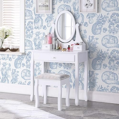 Miniatura 3 de Hopepak Papel tapiz de 17.3 x 394 pulgadas, papel tapiz floral azul y blanco, autoadhesivo, extraíble, impermeable, papel de contacto para