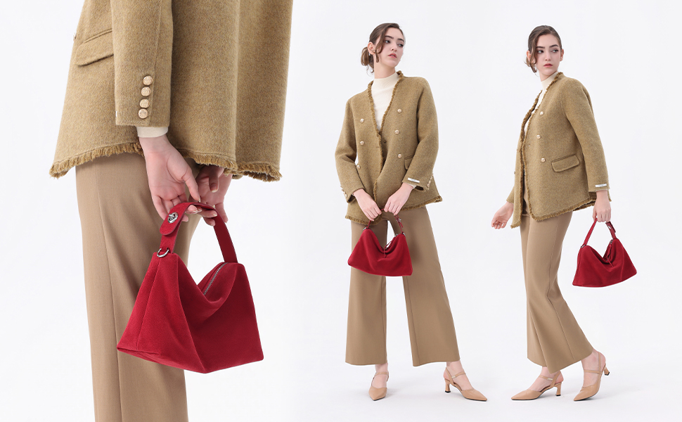 Bolsa tote de cuero gamuza para mujer miniatura 7