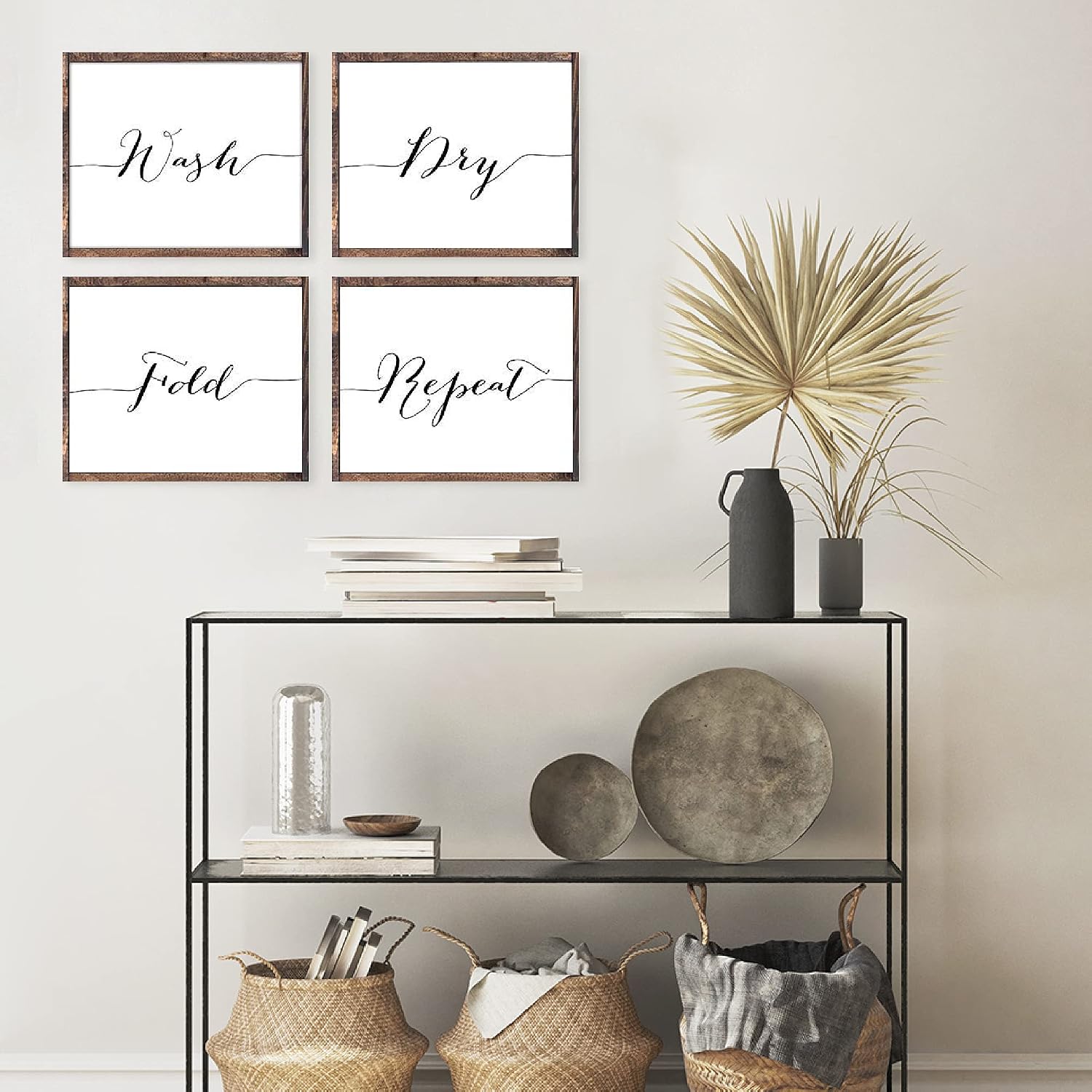 Wash Dry Fold Repeat - Laundry Room Wall Decor Art Prints (Set of 4) - Unframed - 8x10s