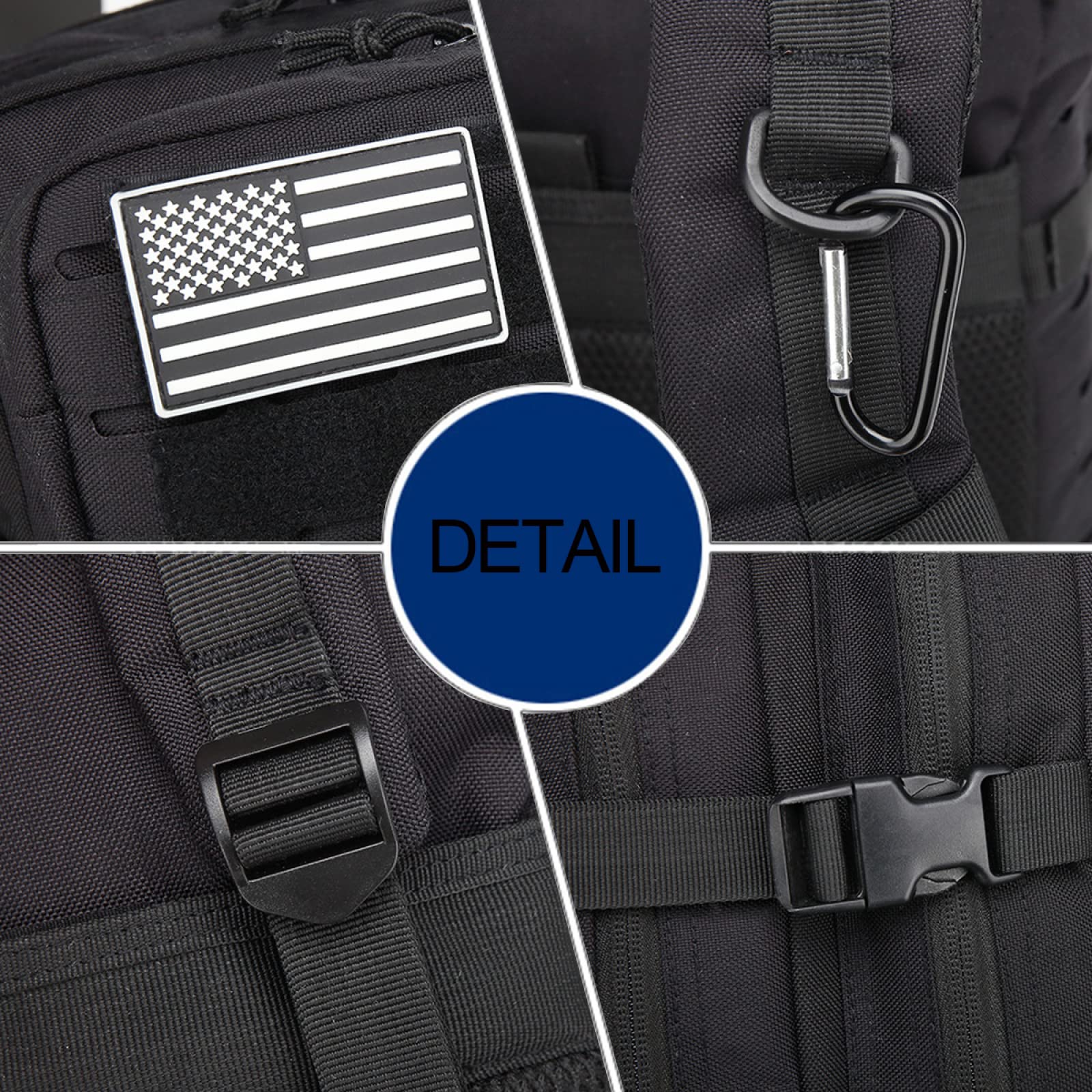 YUANZHOU Mochila táctica de 50L, mochilas grandes, mochila de asalto para exteriores, senderismo, Camping, senderismo, caza, montañismo, viajes,Blue