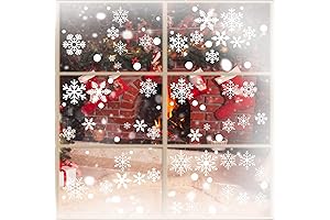 Festive Winter Scene with 321-Piece Snowflake Window Clings