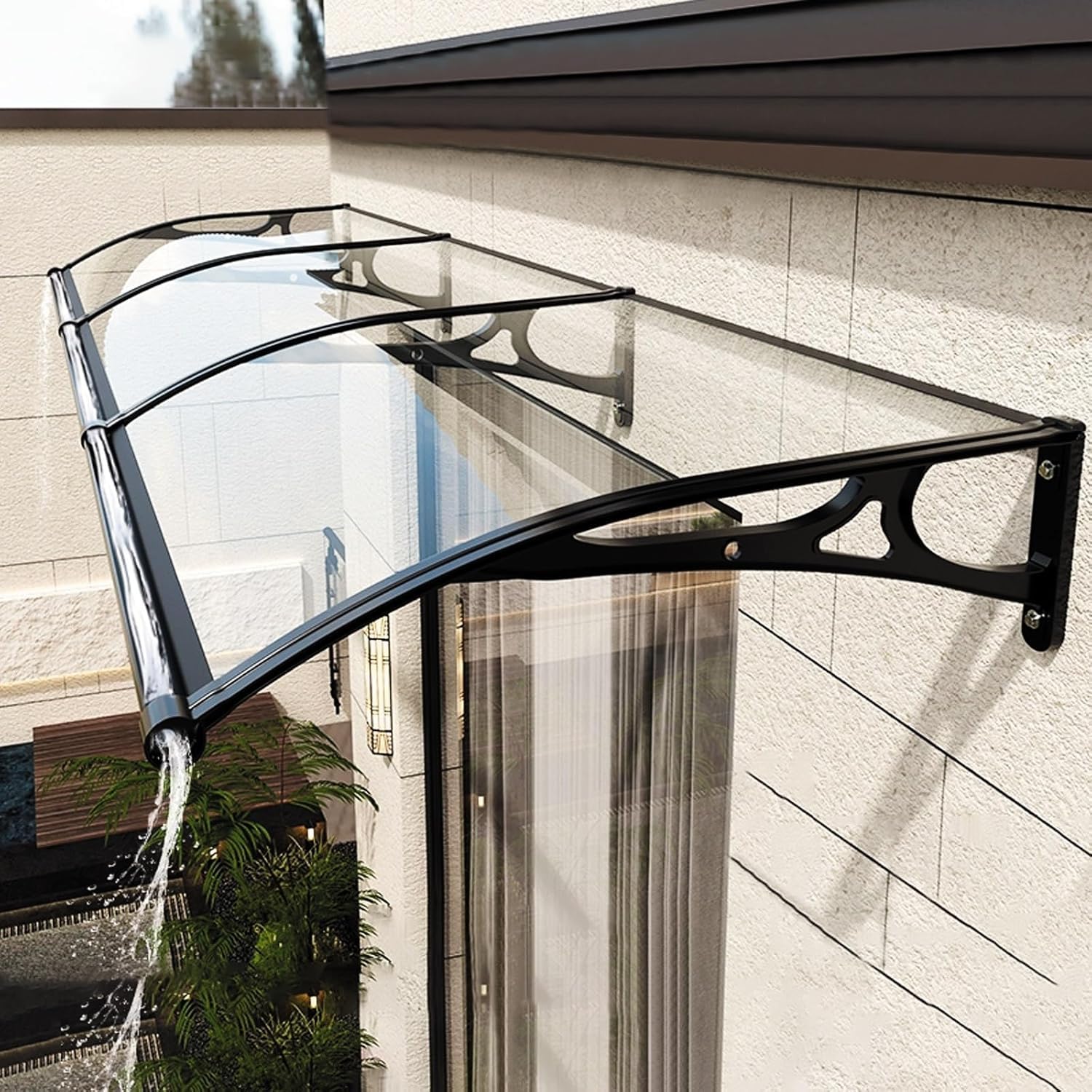 Toldo de aluminio antilluvia para evitar goteras en la puerta exterior