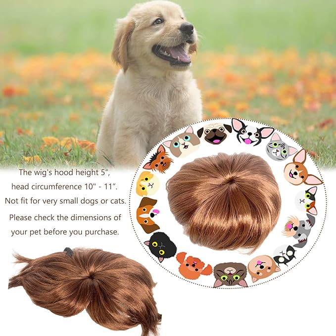 Disfraz Peluca para Perro MESINURS Talla S Color Negro Marrón miniatura 4