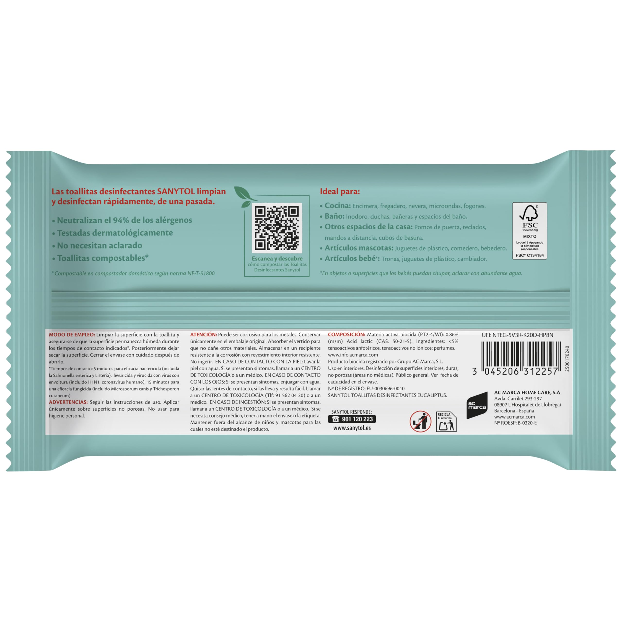 Sanytol Desinfectantes Multiusos - X 30 Toallitas, 1