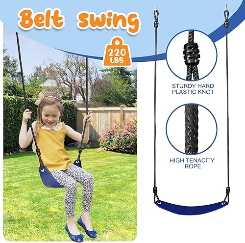 Miniatura 4 de Juego de columpios de metal resistente de 500 libras para patio trasero, marco A 2 en 1 para exteriores con columpio de platillo de 32 pulgadas y