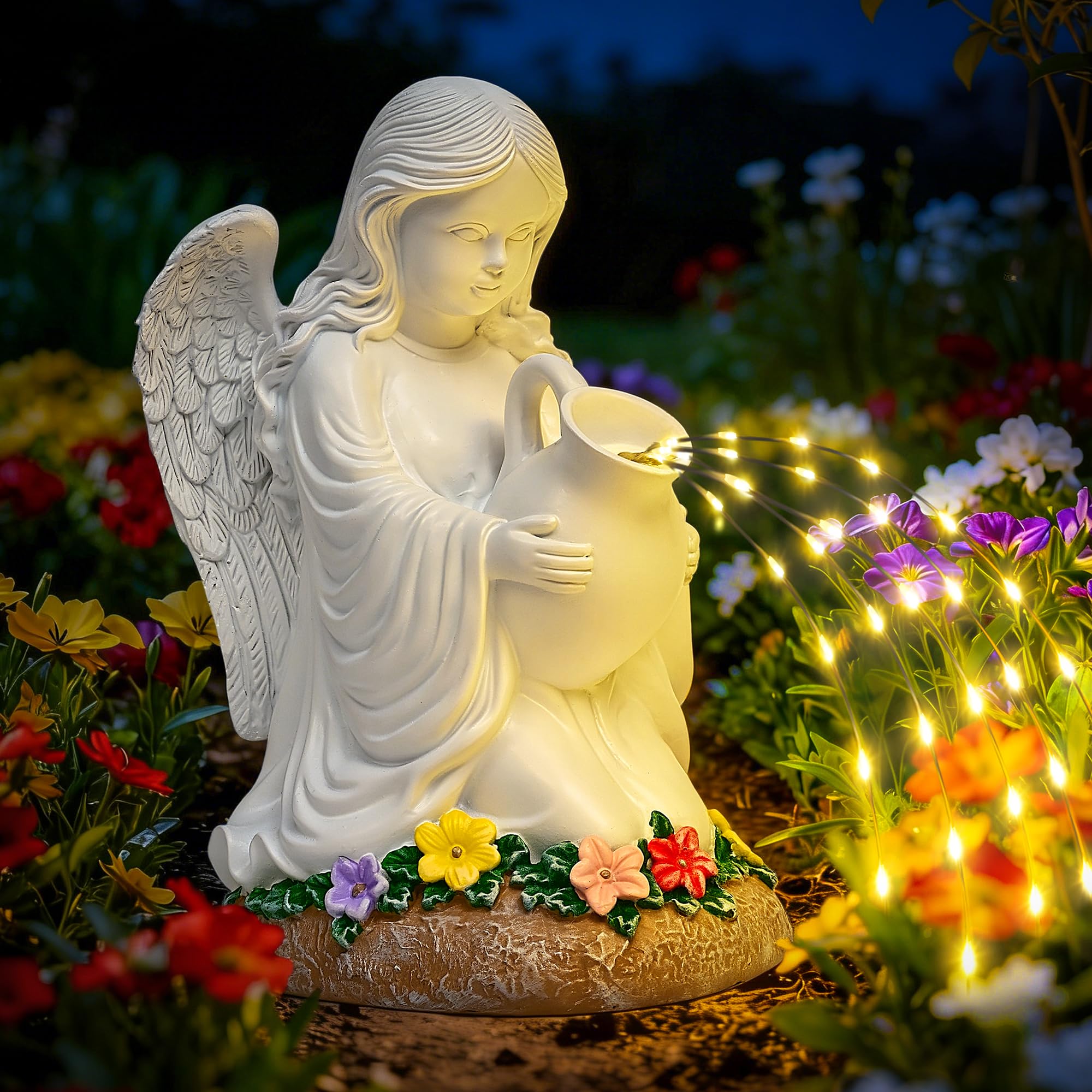 GIGALUMI Solar Engel Gartendeko, Geschenke für Mama, Muttertagsgeschenk, Grabschmuck für Frauen, 35 LEDs Wetterfest Solar Engel Dekoration für Veranda, Garten, Terrasse, Hof, Balkon