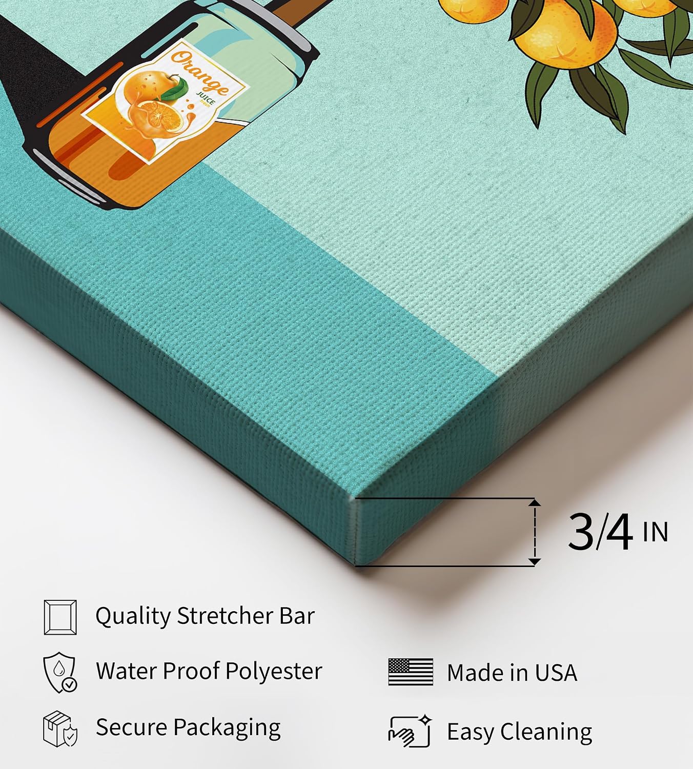 Poster Master Orange Tree And Can Canvas - Retro Orange Print - Whimsical Tree & Citrus Art - Chic Boho Bar Cart Design - Floral Kitchen or Restaurant Wall Decor - 8x10 STRETCHED Canvas