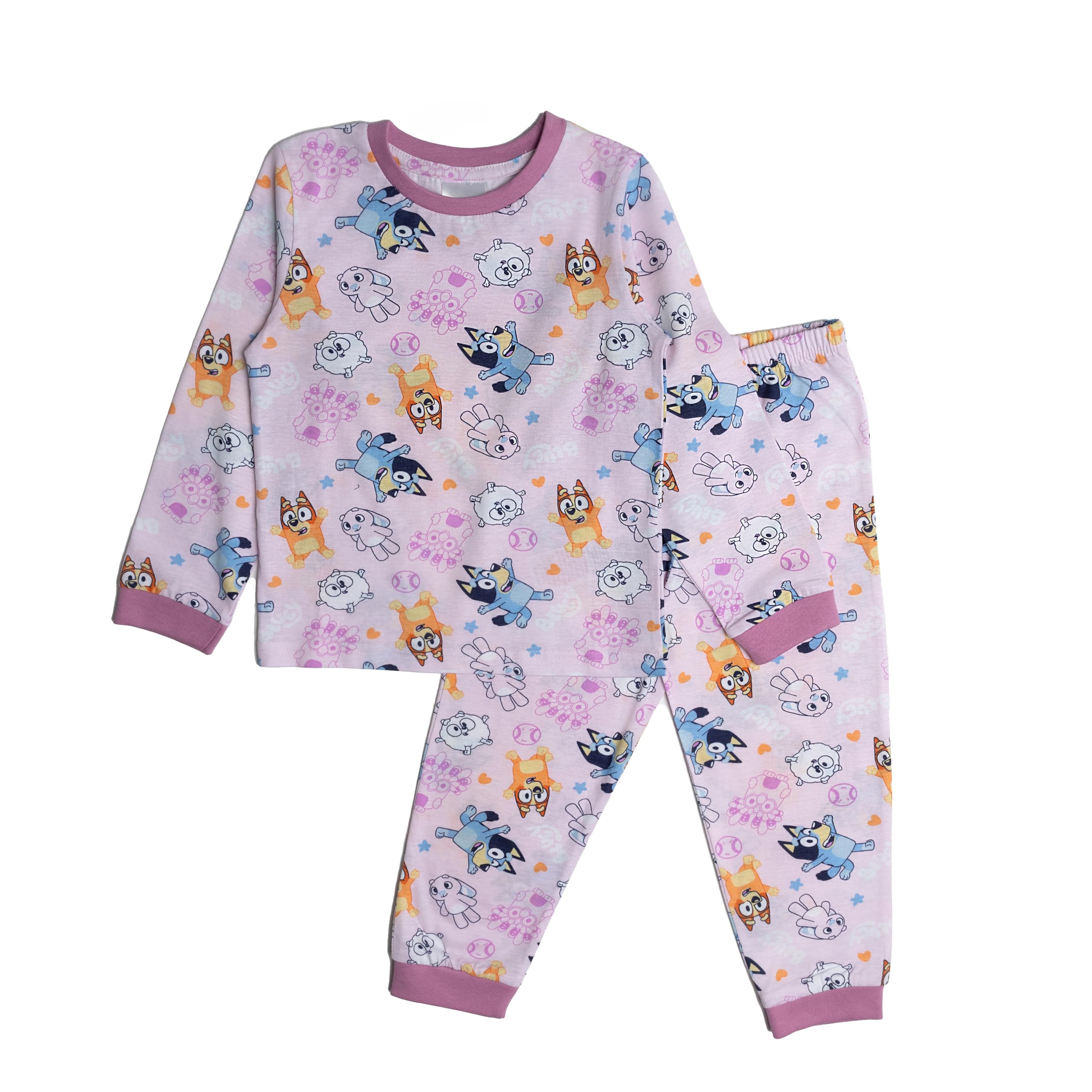 Bluey Girls Pink Bingo Trouser Pyjamas Long Sleeve Pjs Nightwear Toddler Kids 6-7 Years