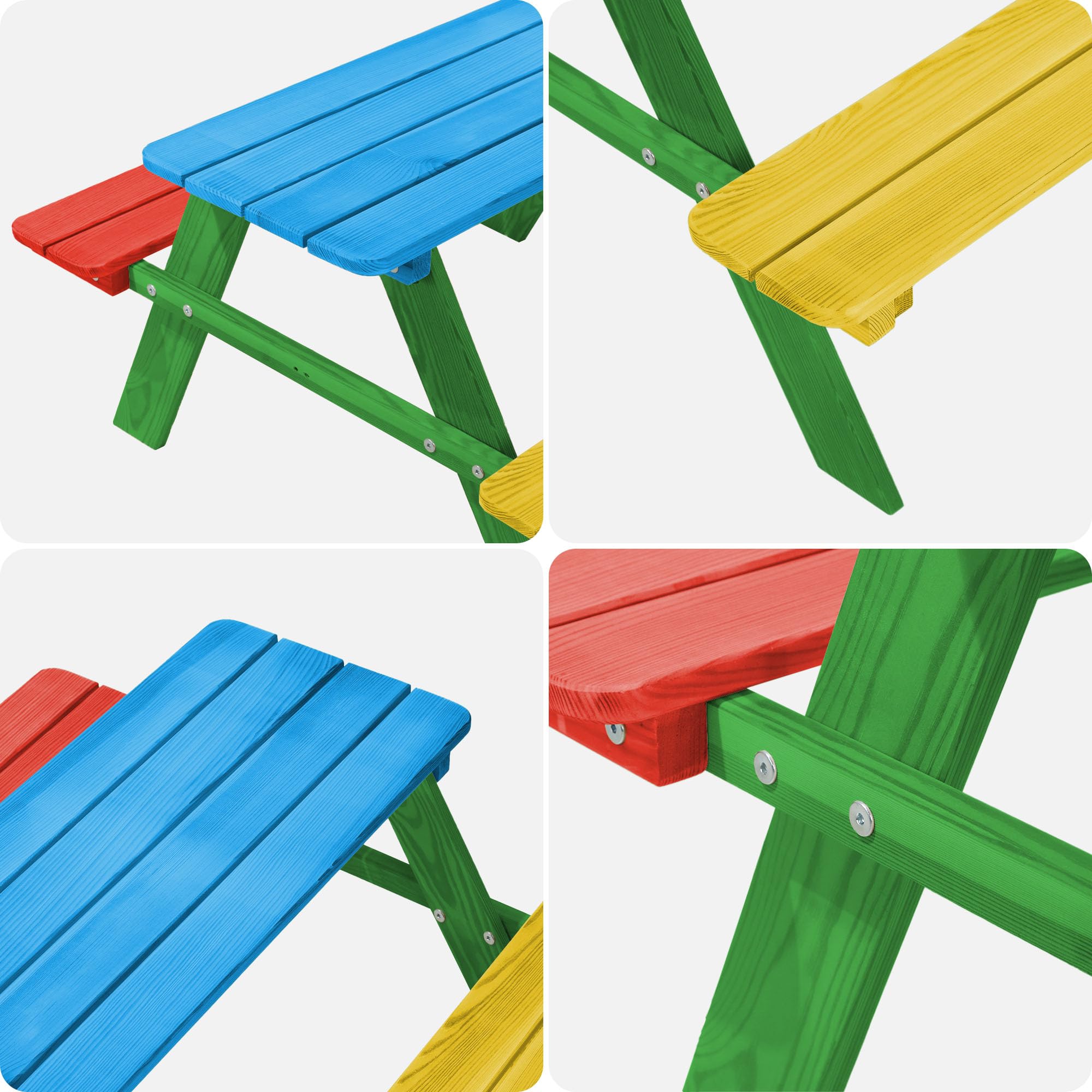 KADAX Tavolo da picnic per bambino con panche, mobili per bambino per pic-nic, tavolo in legno, set da picnic per giardino